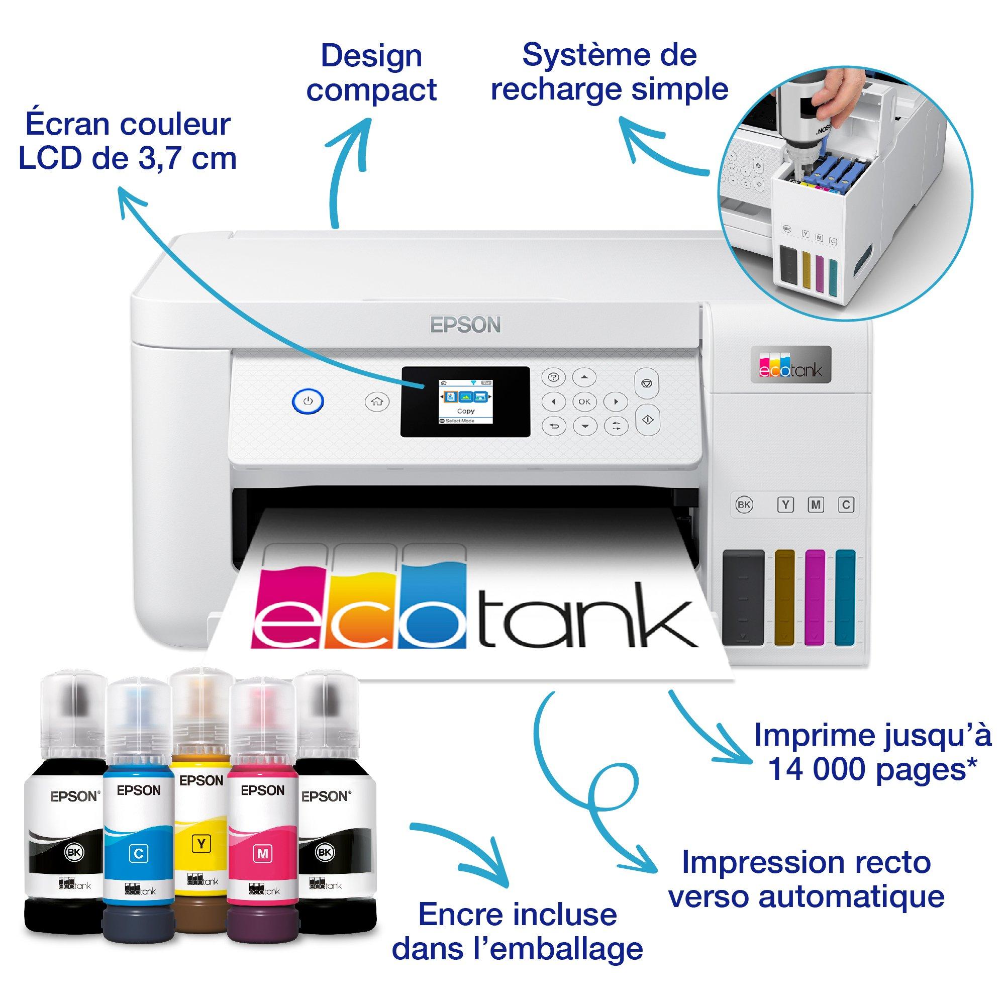 Imprimante multifonction Epson EcoTank ET-2856 Blanc - Imprimante