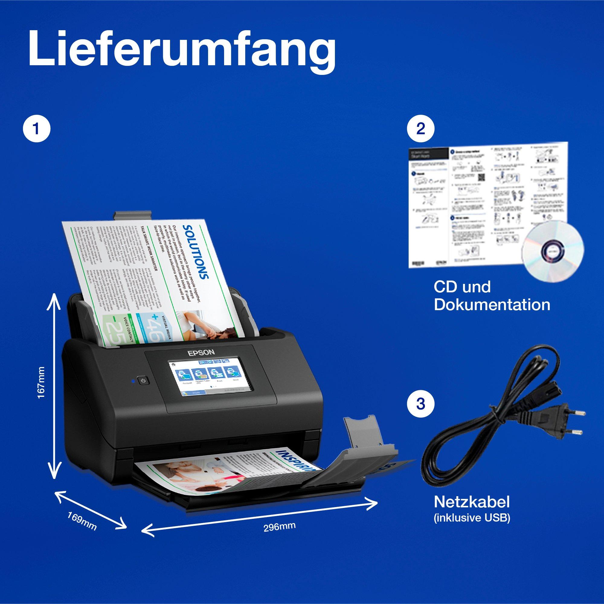 WorkForce ES-580W A4 Auto-Duplex-Scanner mit WLAN und benutzerfreundlichem Touchscreen whats in the box