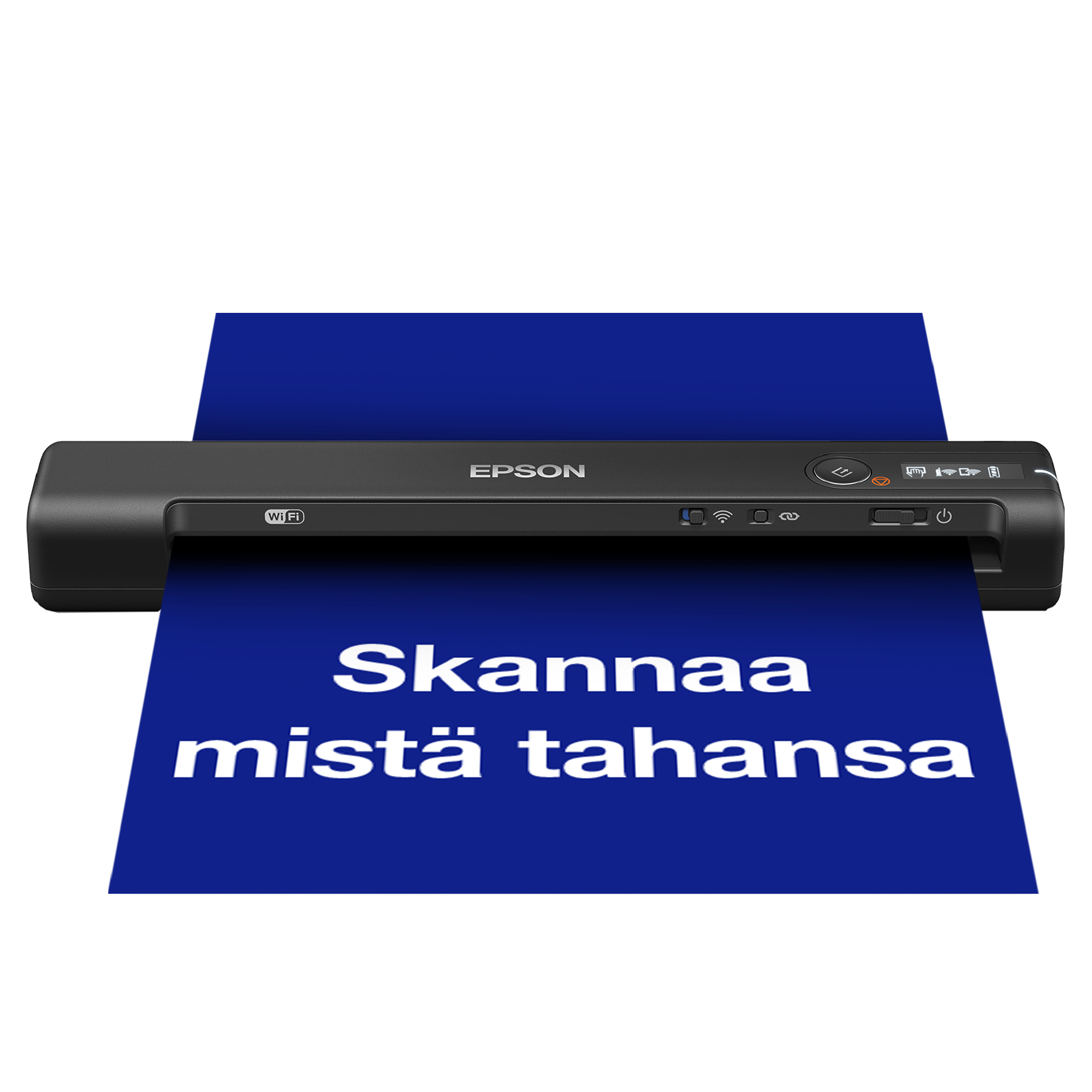 Nopea langaton WorkForce ES-60W A4 -mobiiliskanneri, jossa on Wi-Fi-yhteys, Epson ScanSmart -tekniikka ja LCD-paneeli