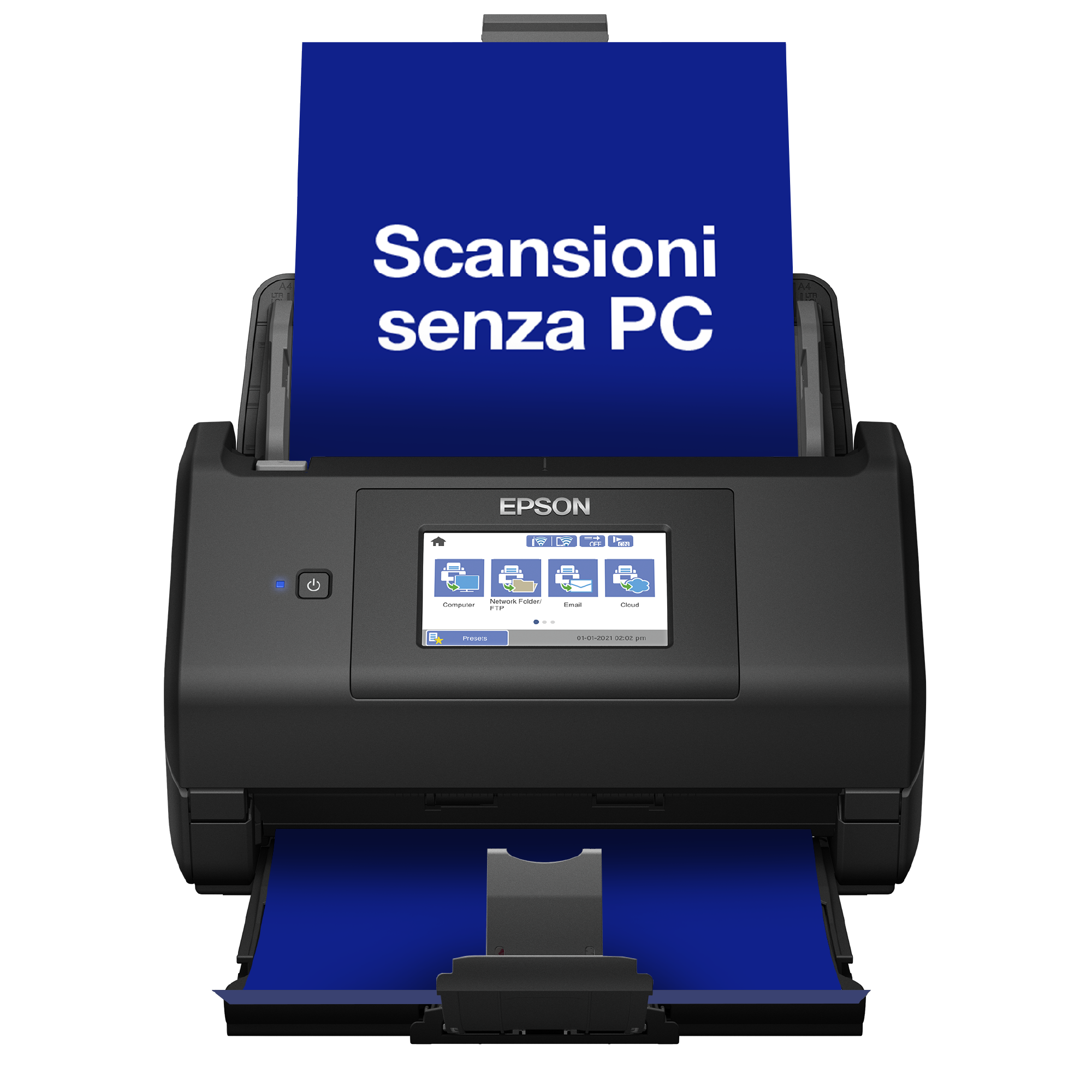 Scanner WorkForce ES-580W A4 fronte/retro automatico con Wi-Fi e touchscreen di facile utilizzo.
