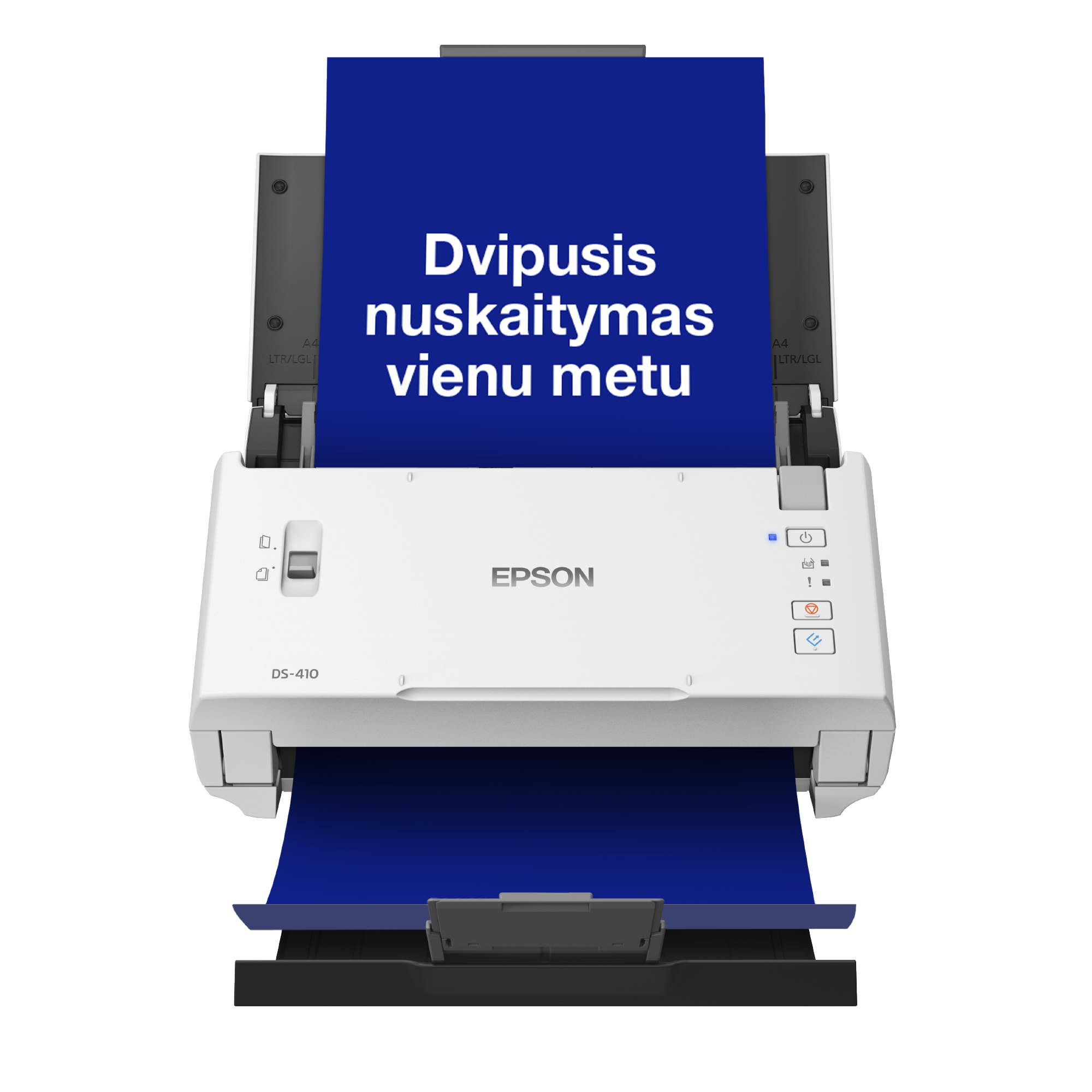 Įmonėms skirtas kompaktiškas A4 formato skaitytuvas „WorkForce“ DS-410 su 50 lapų ADT ir „Epson Document Capture Pro“ programa.