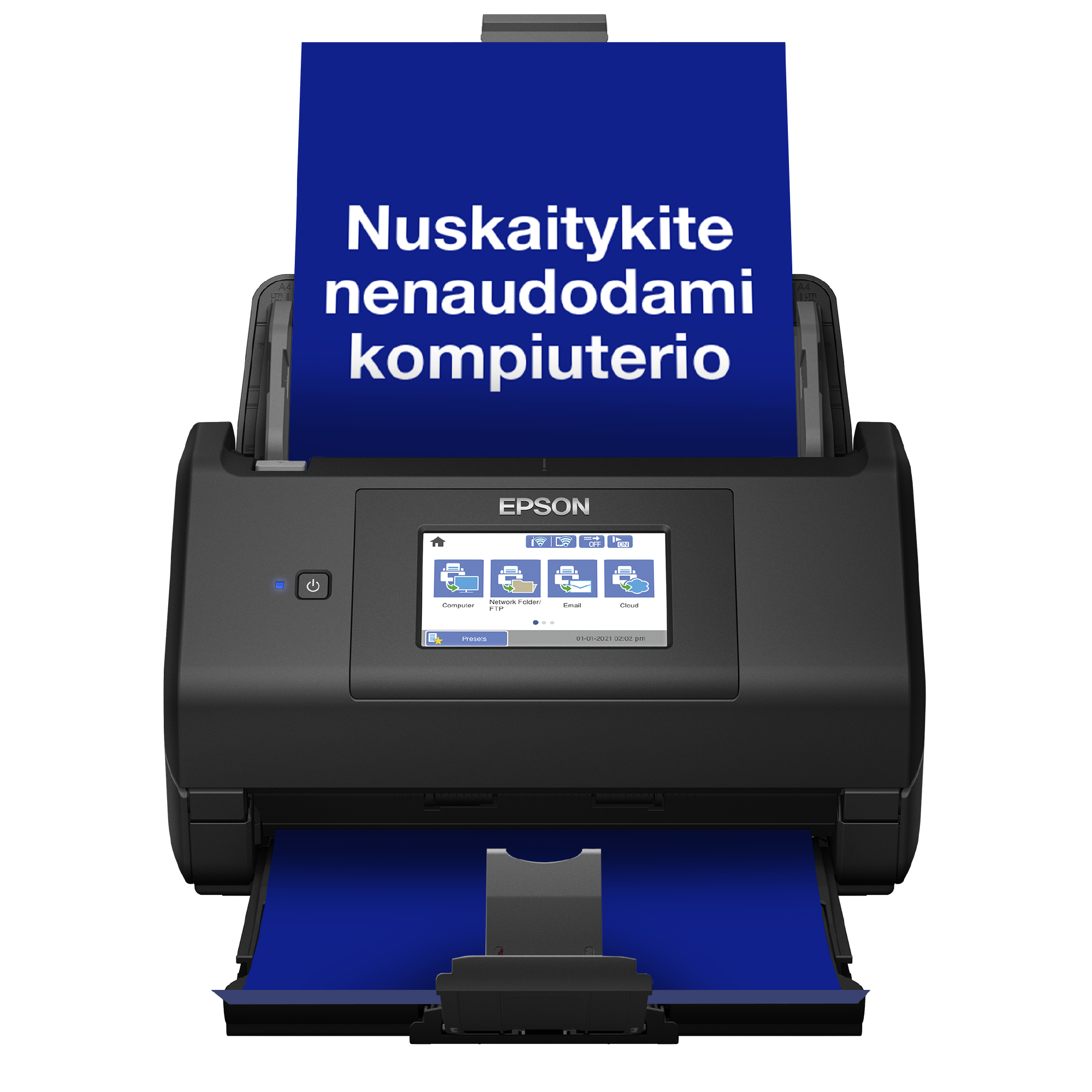 „WorkForce“ ES-580W A4 formato automatinis dviejų pusių skaitytuvas su „Wi-Fi“ ir patogiu jutikliniu ekranu