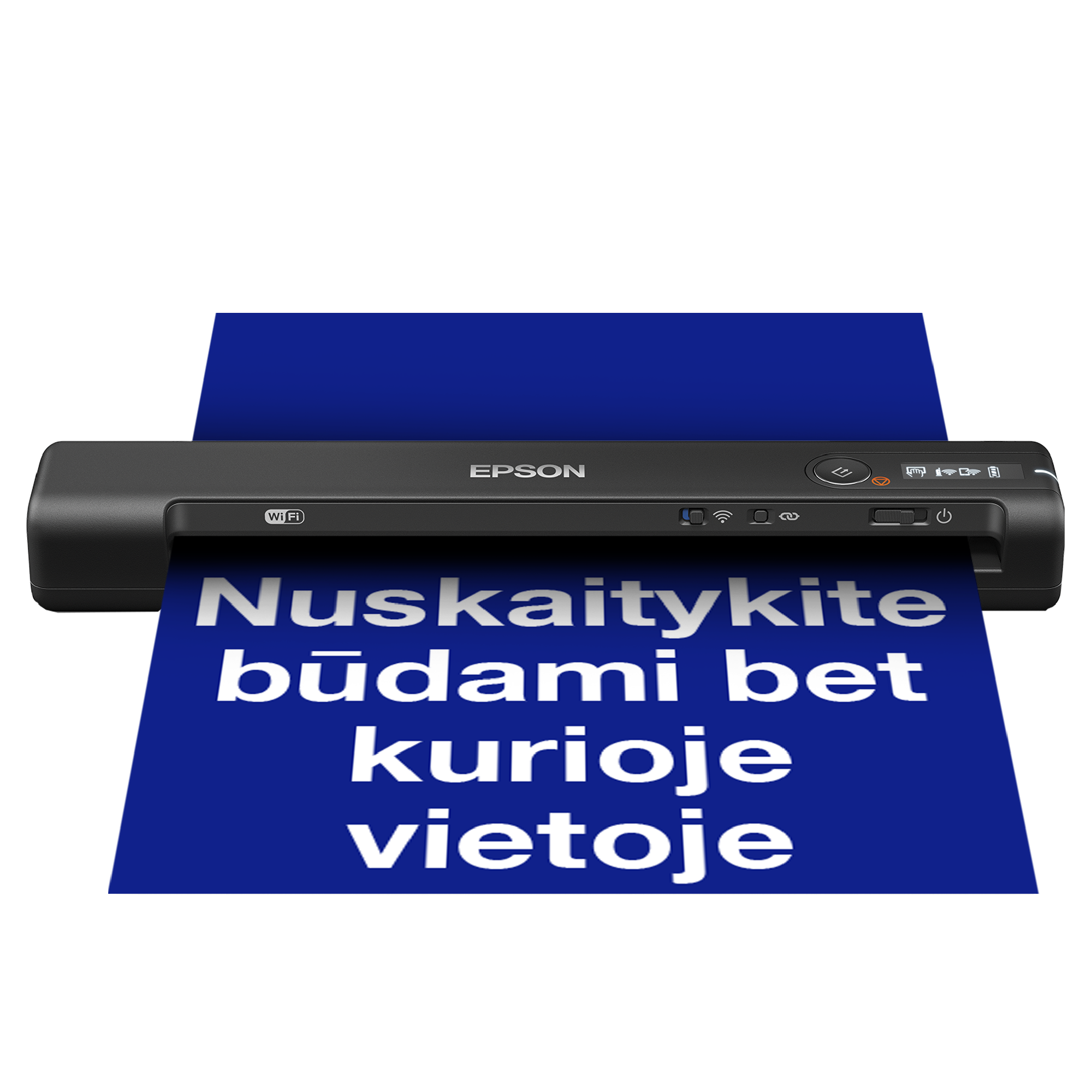 „WorkForce“ ES-60W A4 formato spartus belaidis mobilusis skaitytuvas su „Wi-Fi“ ryšiu, „Epson ScanSmart“ technologija ir LCD ekranu