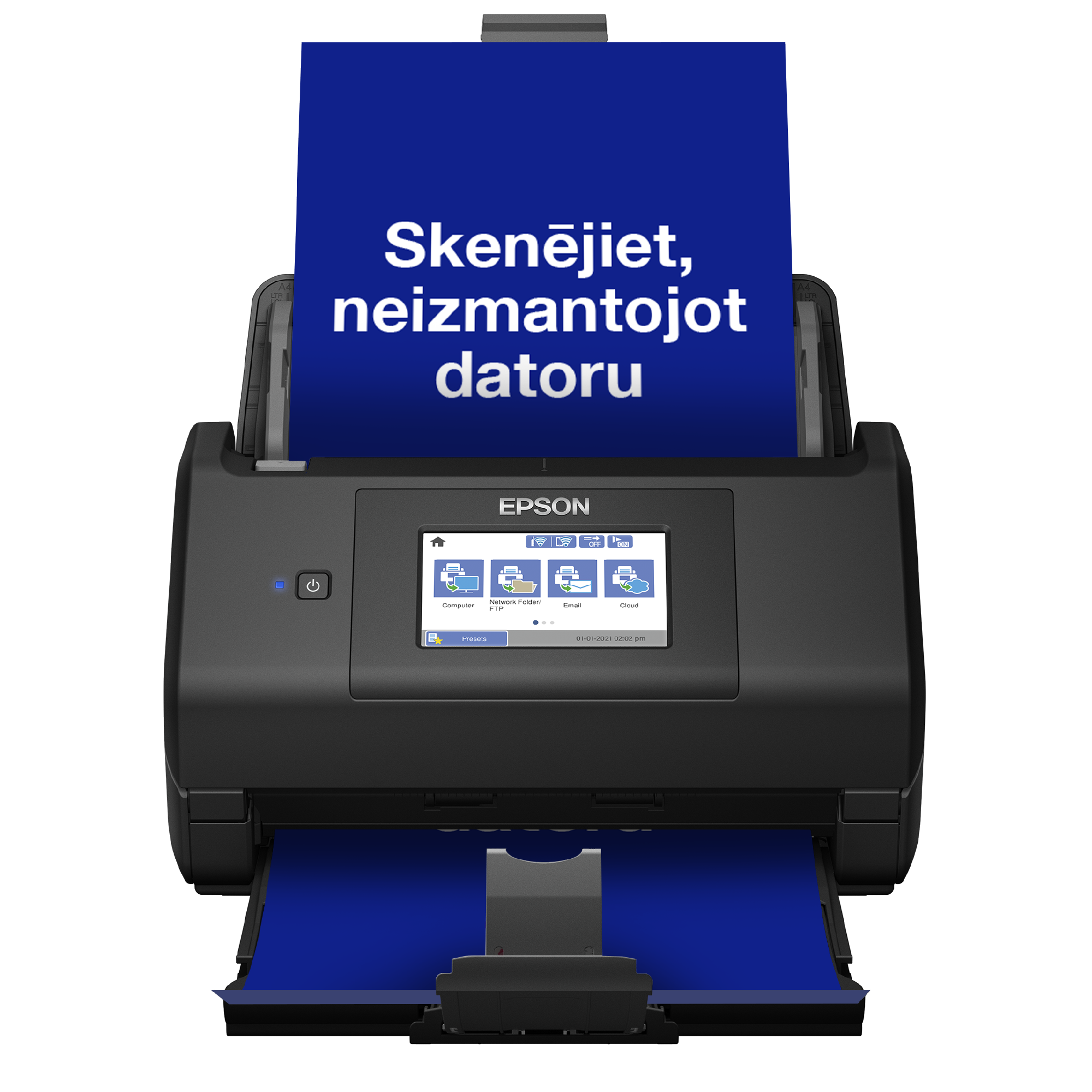 WorkForce ES-580W automātiskais A4 formāta dokumentu abpusējais skeneris ar Wi-Fi un ērti lietojamu skārienekrānu