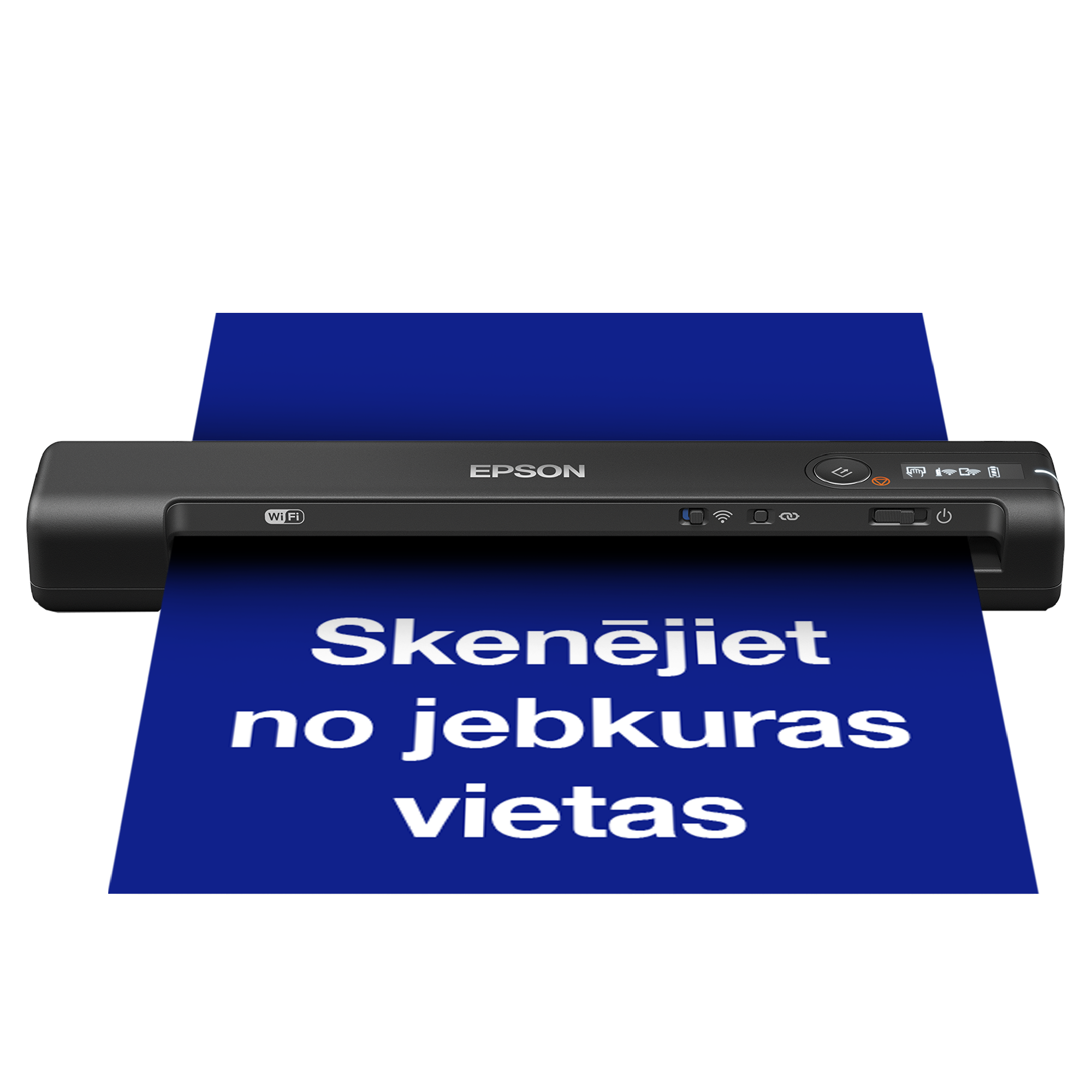 WorkForce ES-60W A4 formāta dokumentu ātrais bezvadu mobilais skeneris ar Wi-Fi savienojumu, Epson ScanSmart tehnoloģiju un LCD paneli