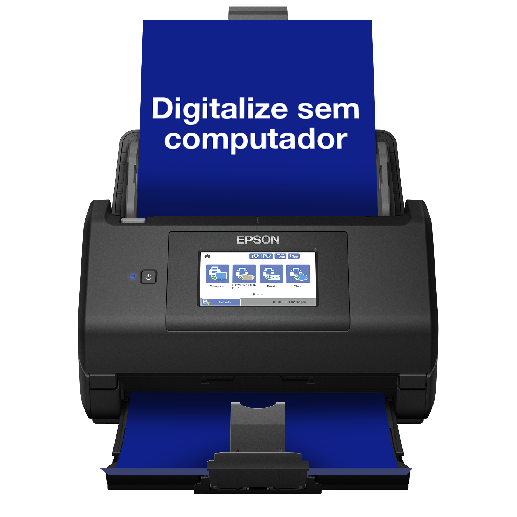 Digitalizador duplex automático WorkForce ES-580W A4 com Wi-Fi e ecrã tátil de fácil utilização