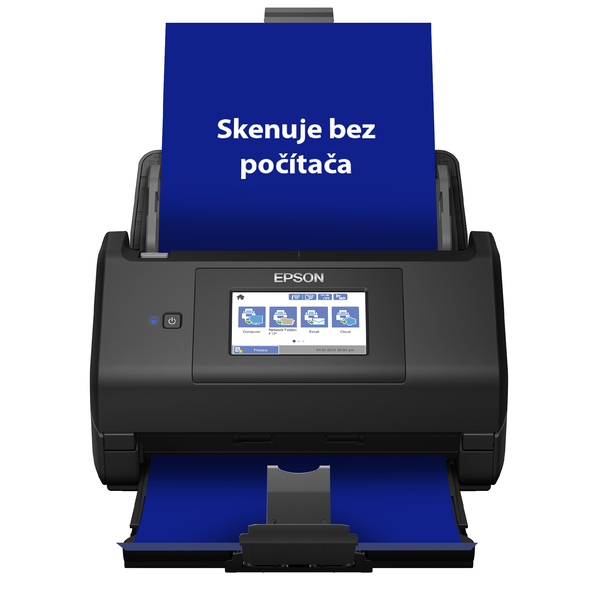 Automatický obojstranný skener WorkForce ES-580W A4 s pripojením Wi-Fi a ľahko použiteľným dotykovým displejom