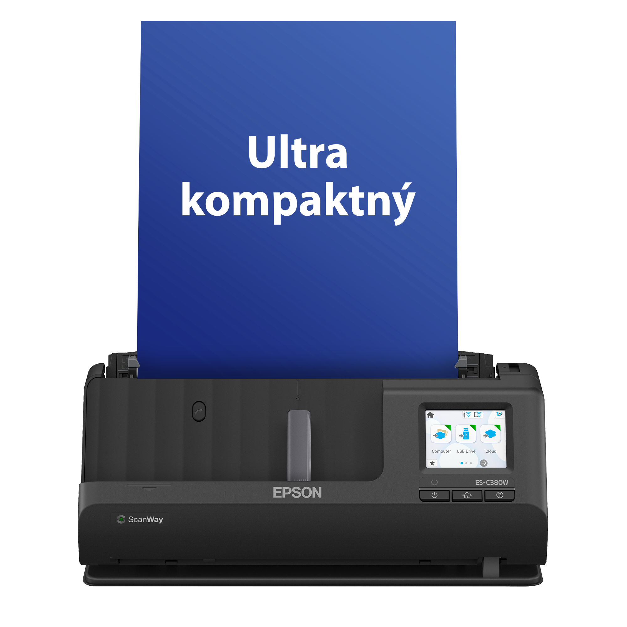 Kompaktný skener dokumentov ES-C380W A4 s Wi-Fi pripojením a dráhou dokumentu s otočením o 180°