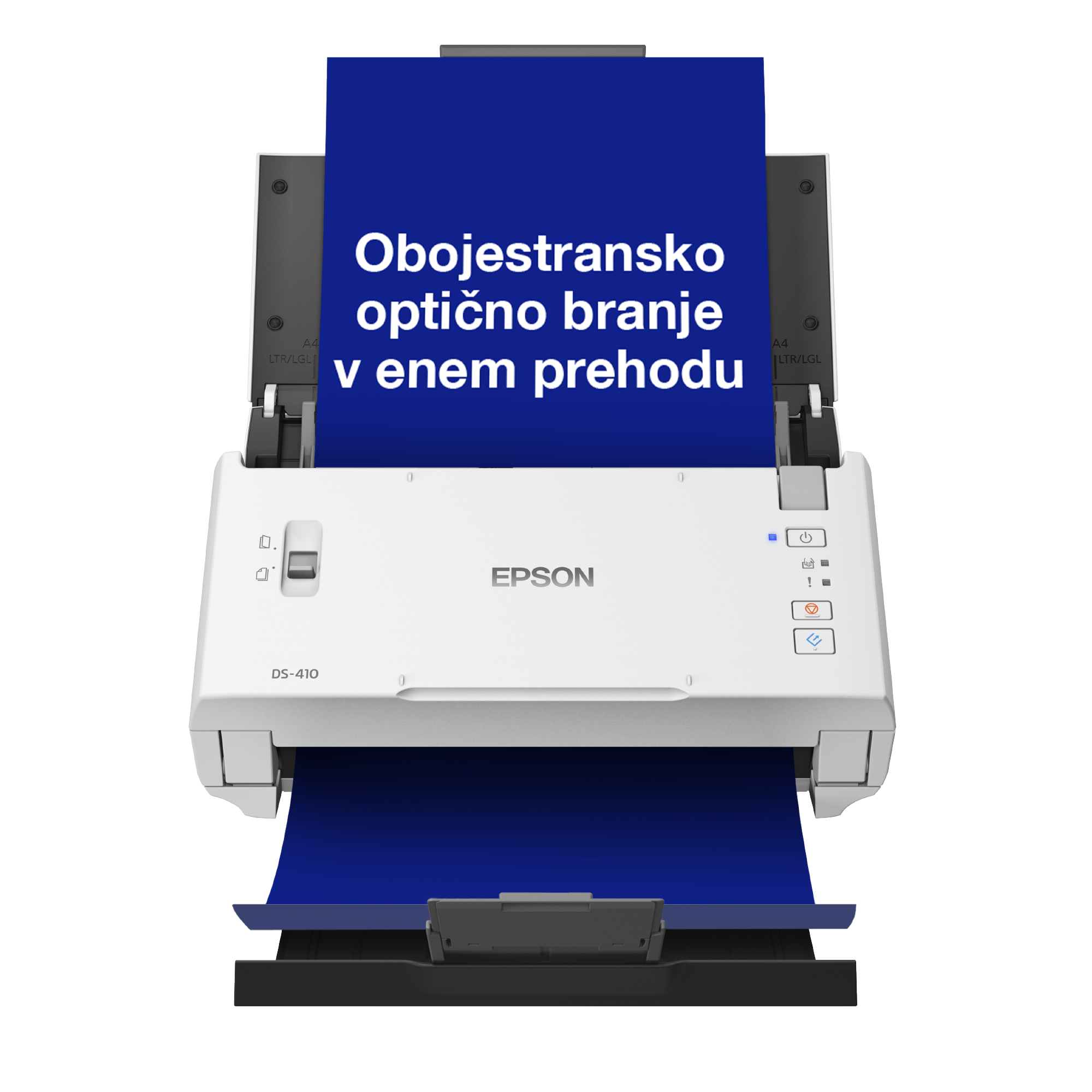 Kompakten poslovni optični bralnik WorkForce DS-410 A4 s 50-listnim samodejnim podajalnikom in Epsonovo programsko opremo Document Capture Pro