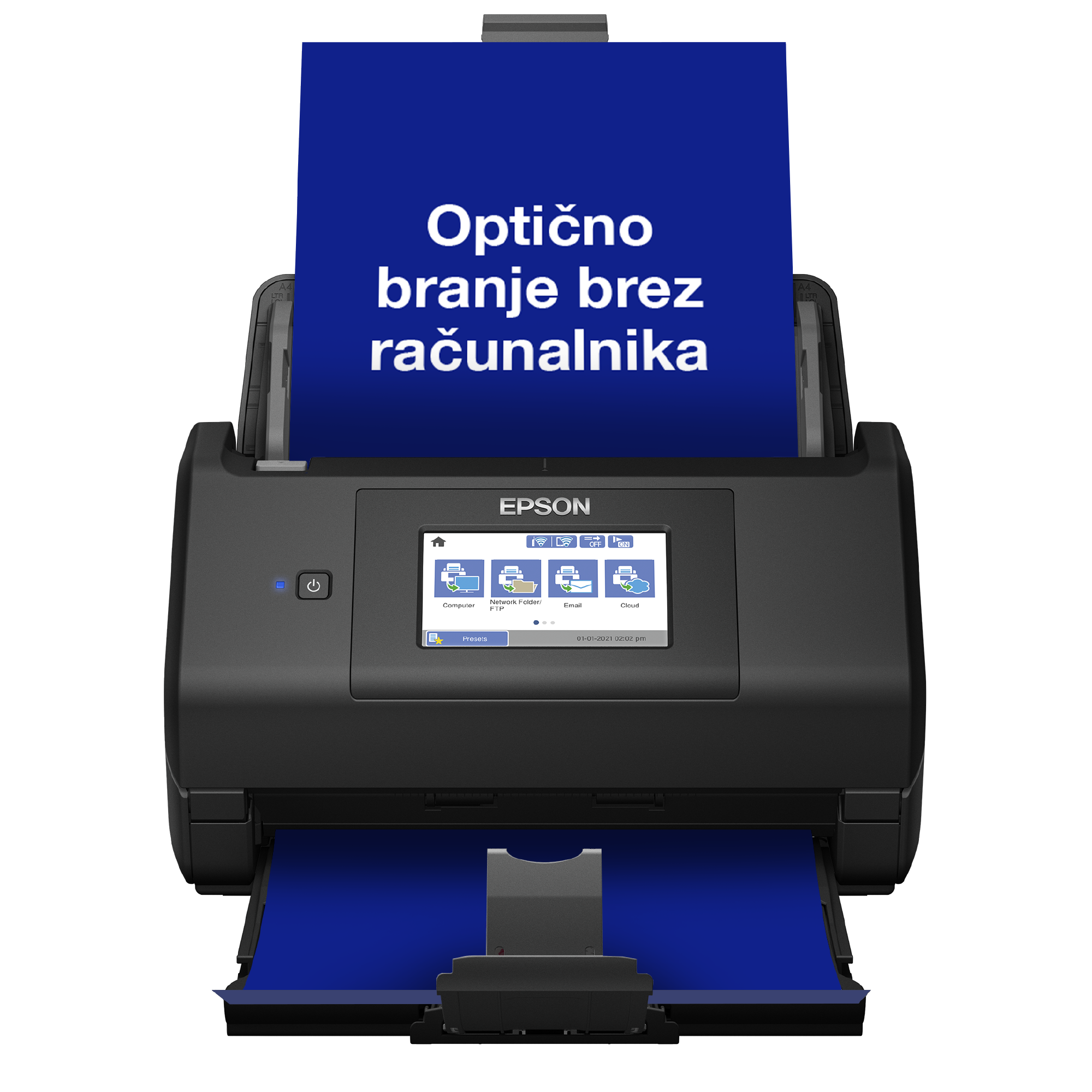 Samodejni obojestranski optični bralnik WorkForce ES-580W A4 s povezljivostjo Wi-Fi in zaslonom na dotik, ki je preprost za uporabo