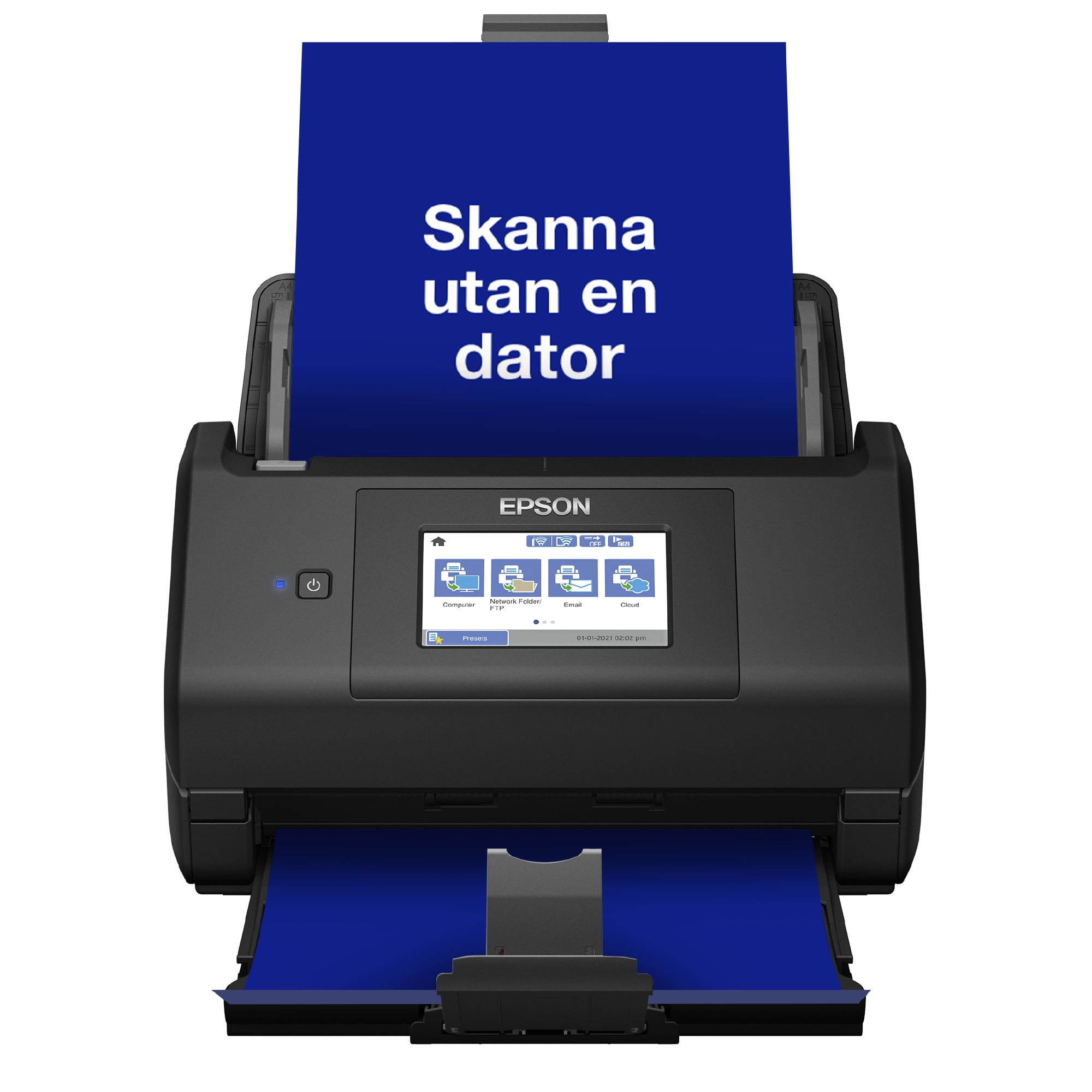 WorkForce ES-580W automatisk dubbelsidig A4-skanner med Wi-Fi och lättanvänd pekskärm