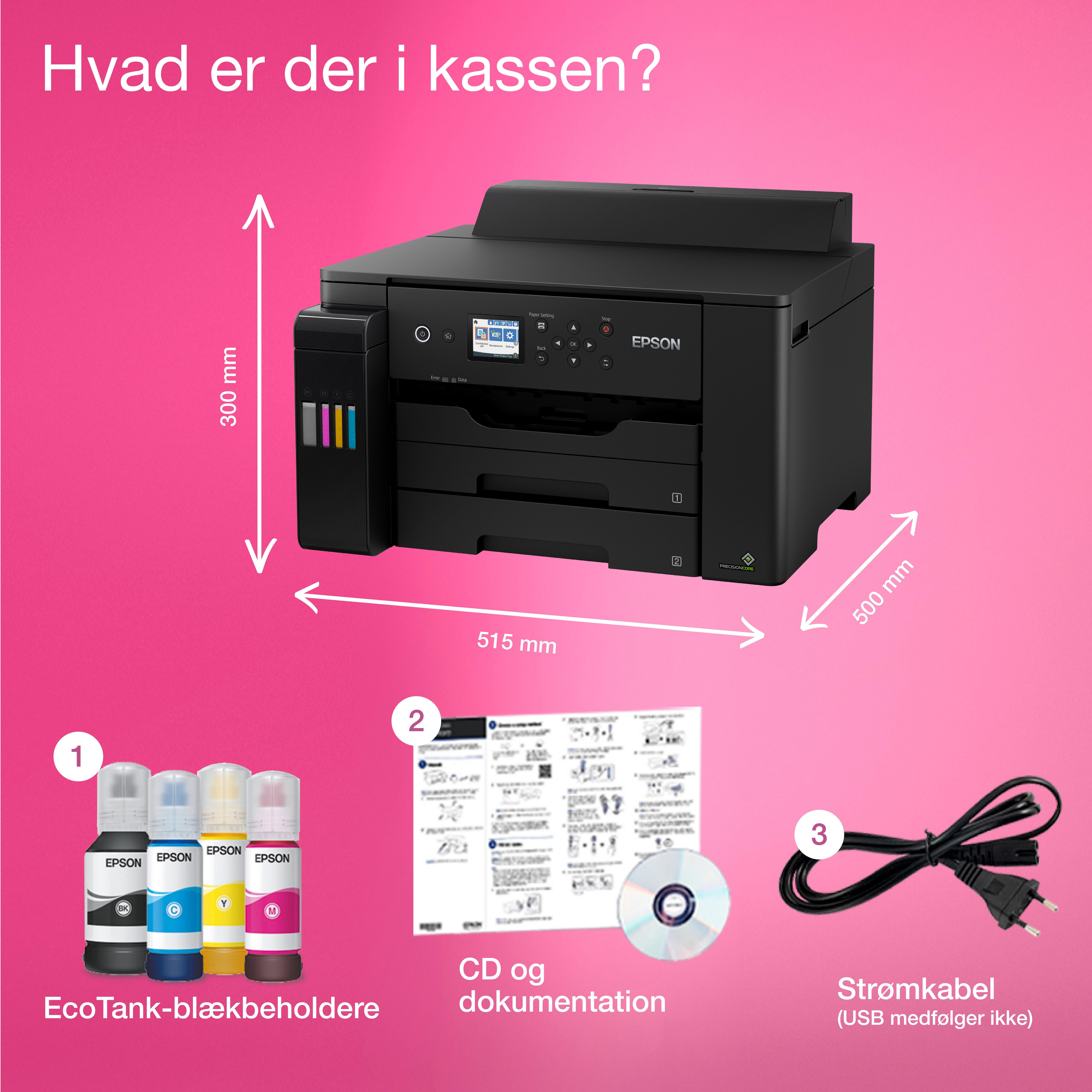 EcoTank ET-16150 A3+ printer til blækbeholder til Wi-Fi whats in the box