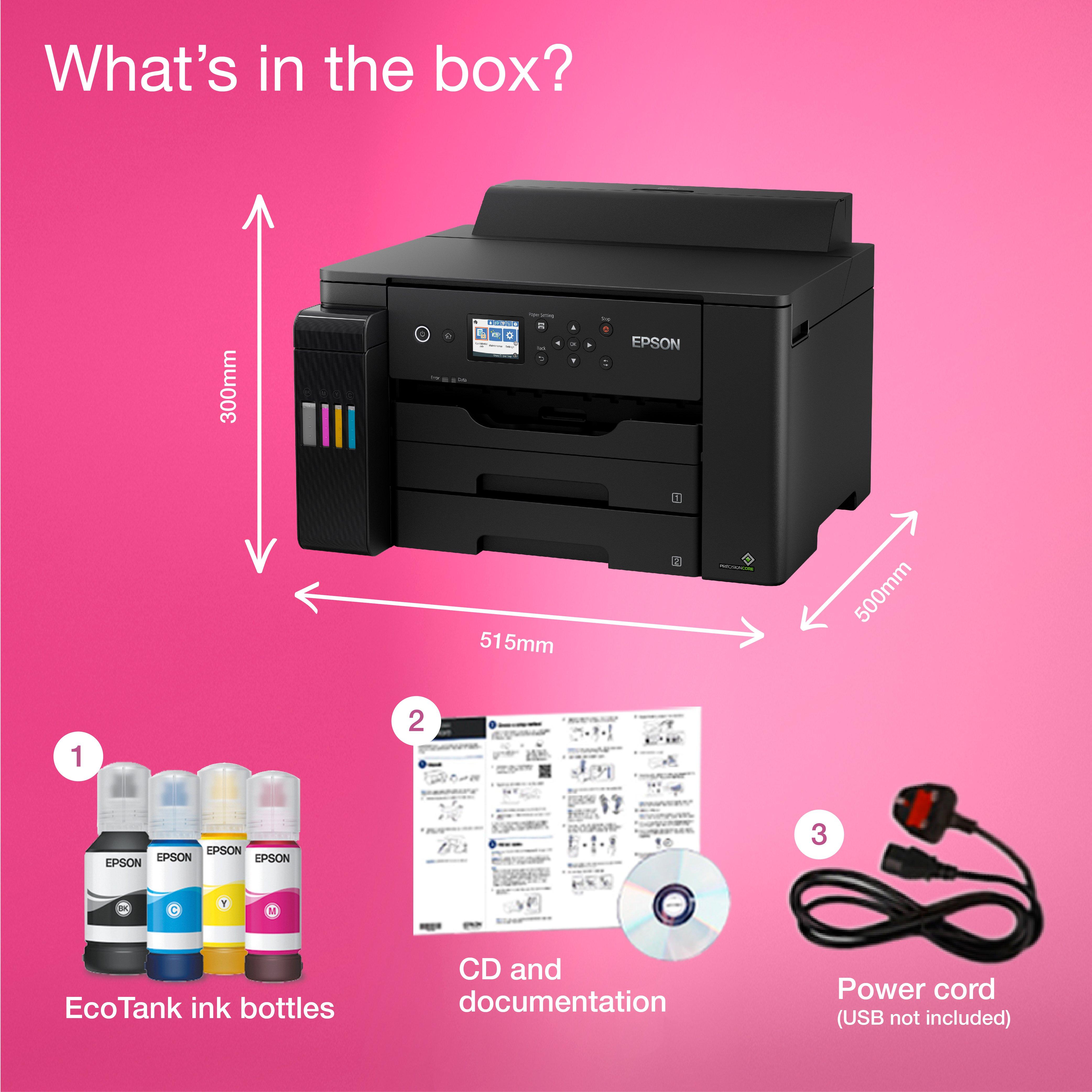 EcoTank ET-16150 A3+ Wi-Fi Ink Tank Printer whats in the box