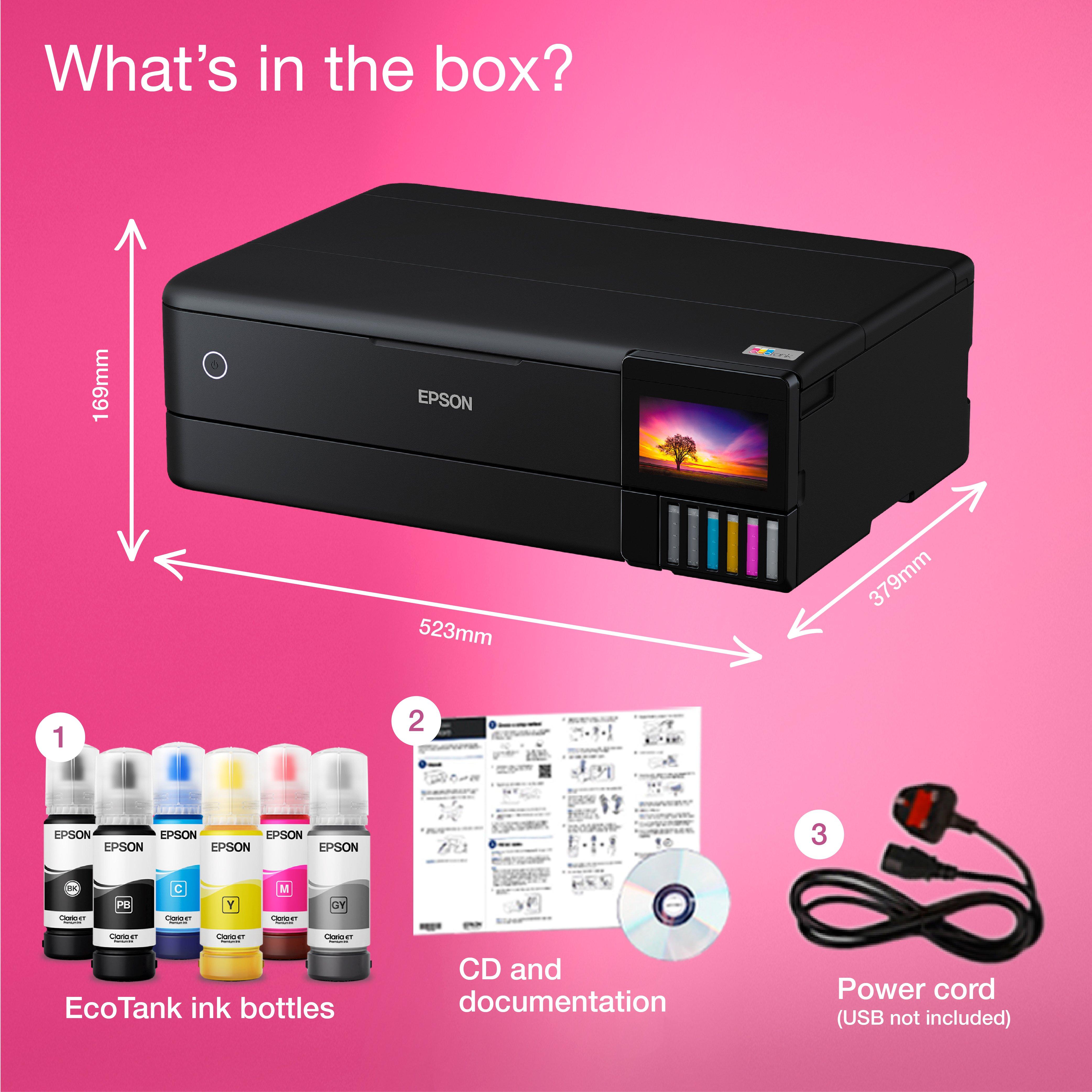 EcoTank ET-8550 A3+ Wi-Fi Ink Tank Photo Printer whats in the box