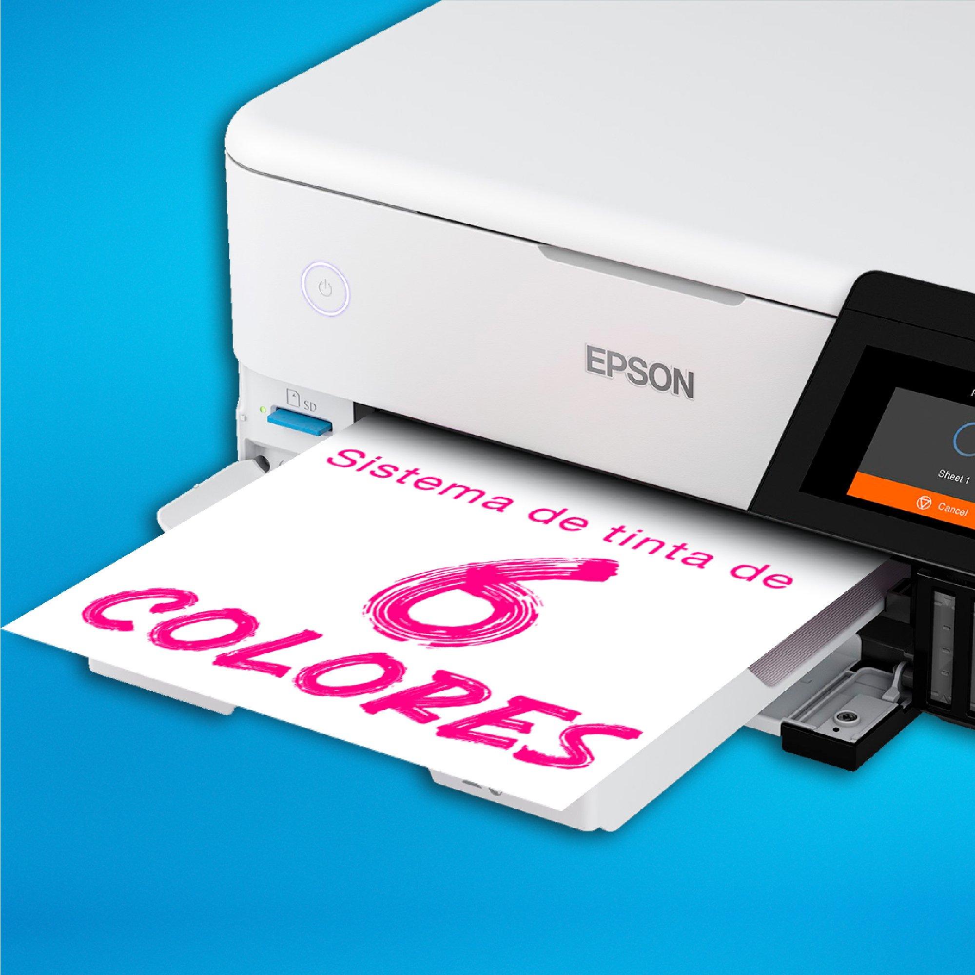  Epson EcoTank Photo ET-8500 Impresora inalámbrica a color todo  en uno Supertank con escáner, copiadora, Ethernet y pantalla táctil a color  de 4.3 pulgadas, blanco, grande : Productos de Oficina