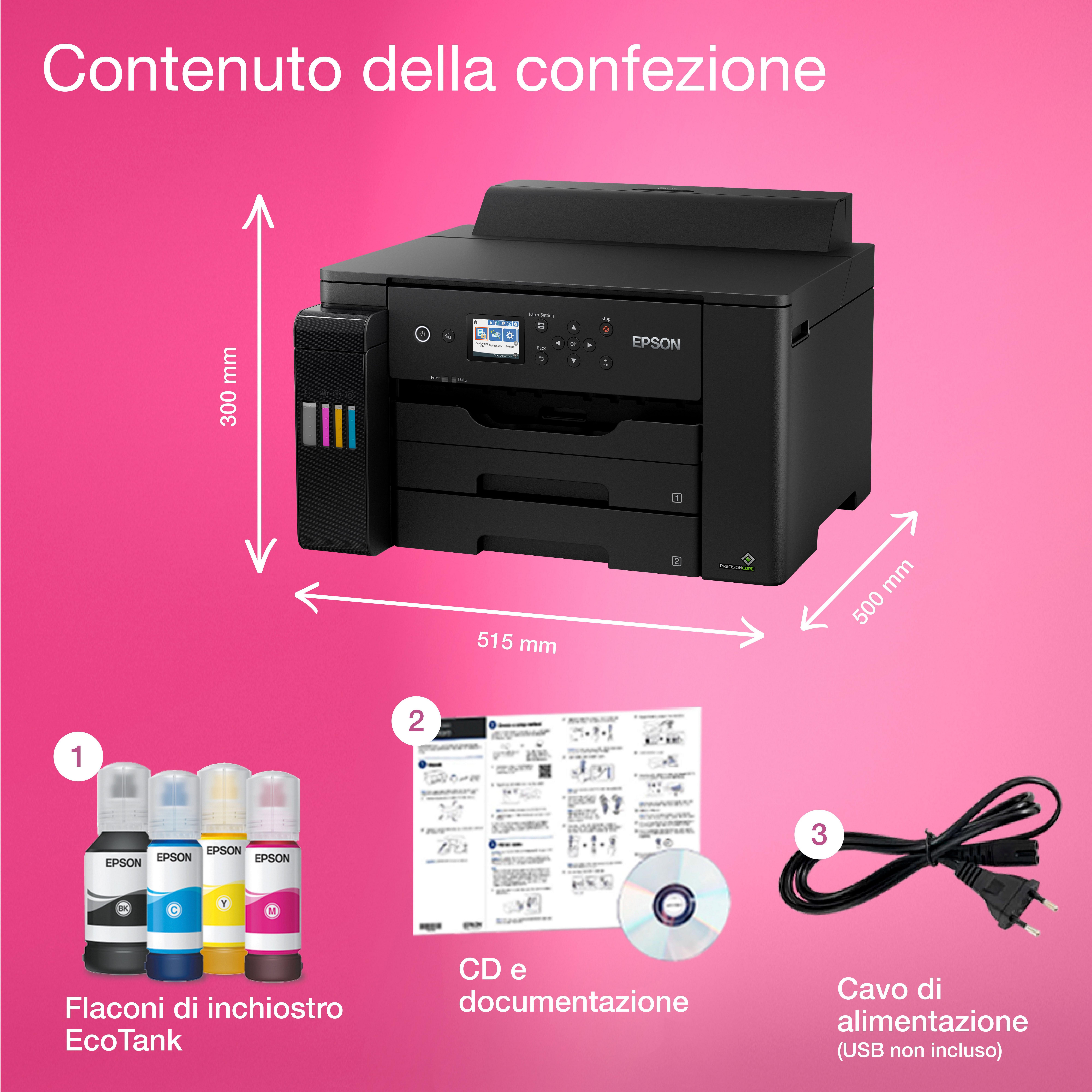 Stampante con serbatoi di inchiostro Wi-Fi A3+ EcoTank ET-16150 whats in the box