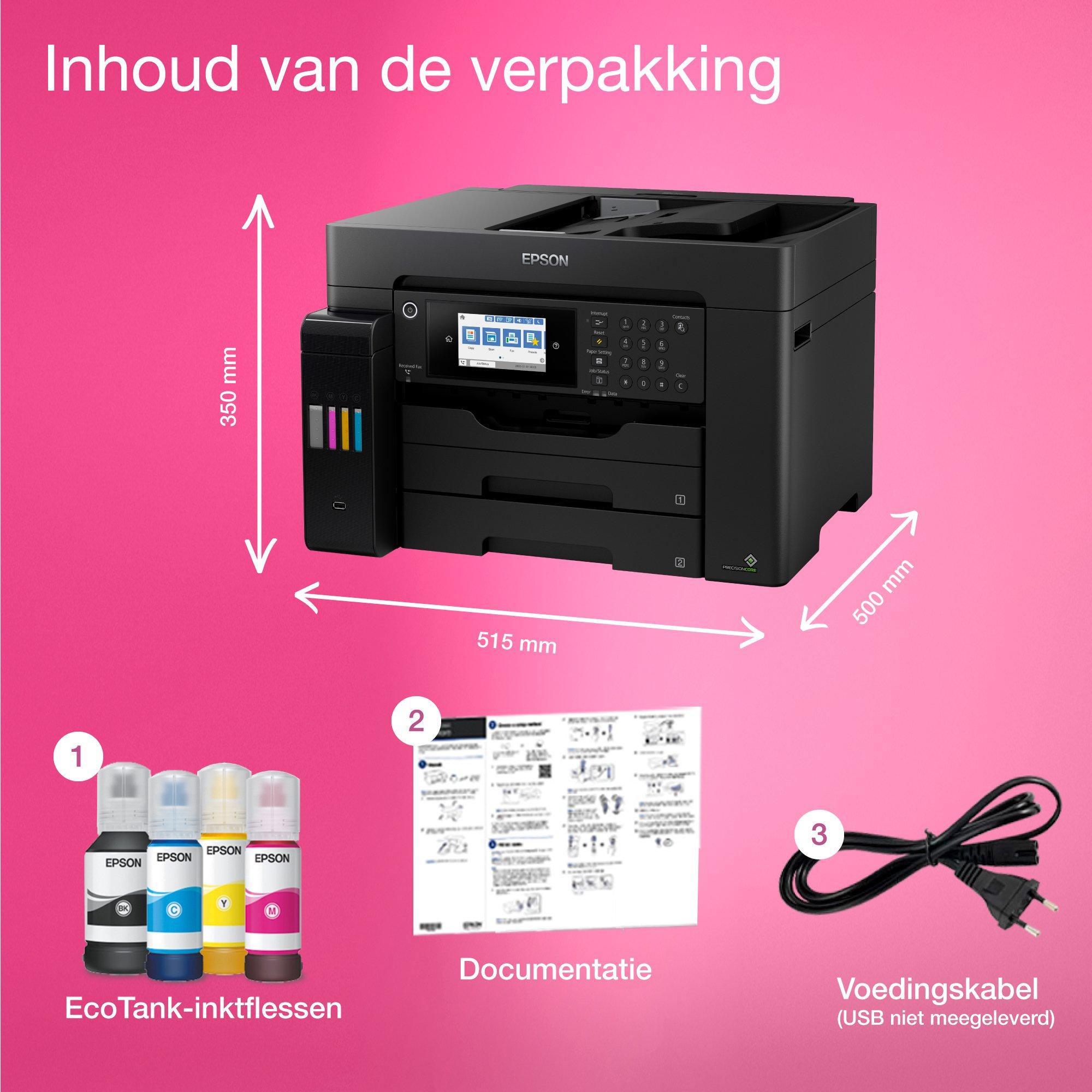 EcoTank ET-16650 A3+ multifunctionele Wi-Fi-printer met inkttank en fax whats in the box