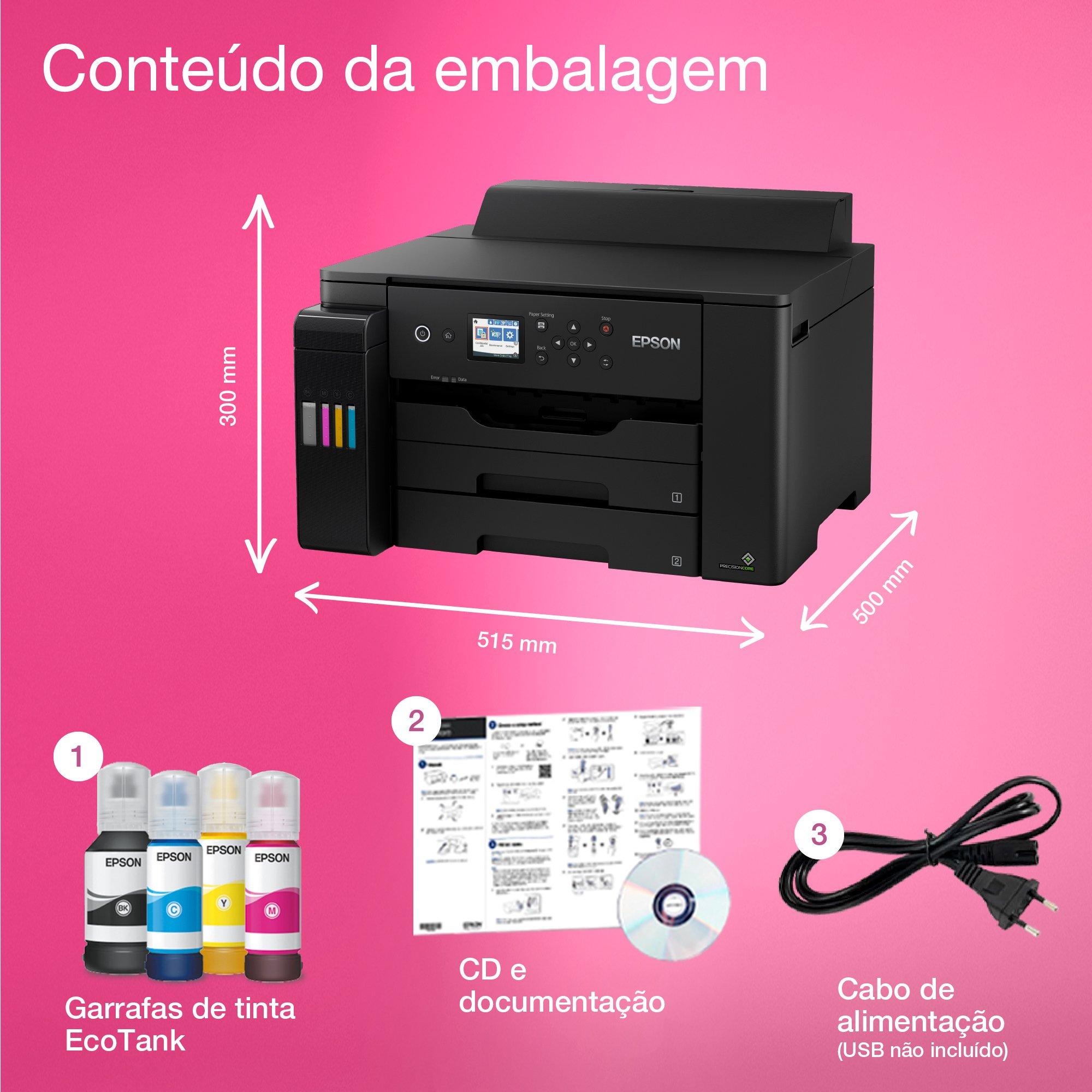 Impressora com tanque de tinta Wi-Fi EcoTank ET-16150 A3+ whats in the box