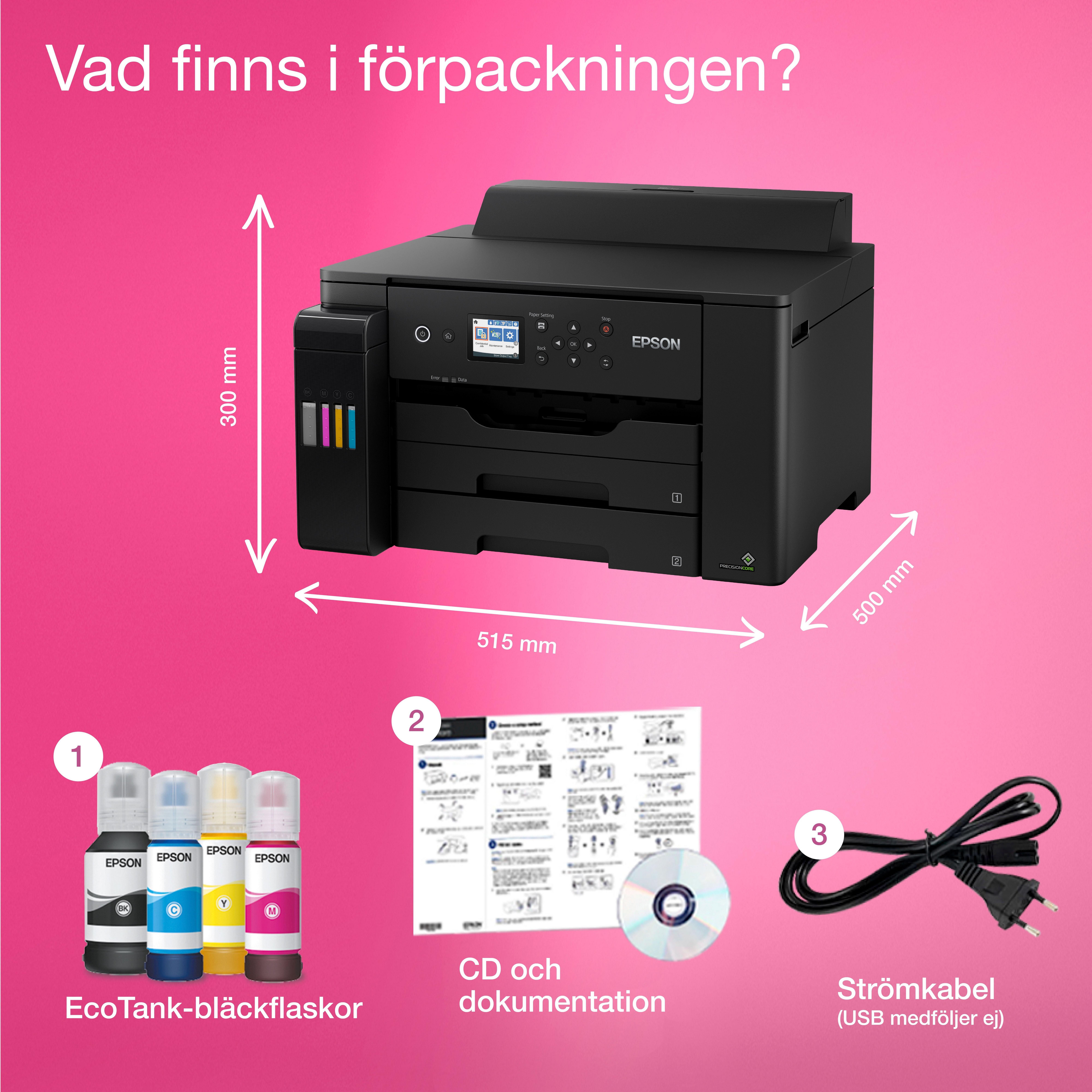 EcoTank ET-16150 A3+-skrivare med bläckbehållare och Wi-Fi whats in the box
