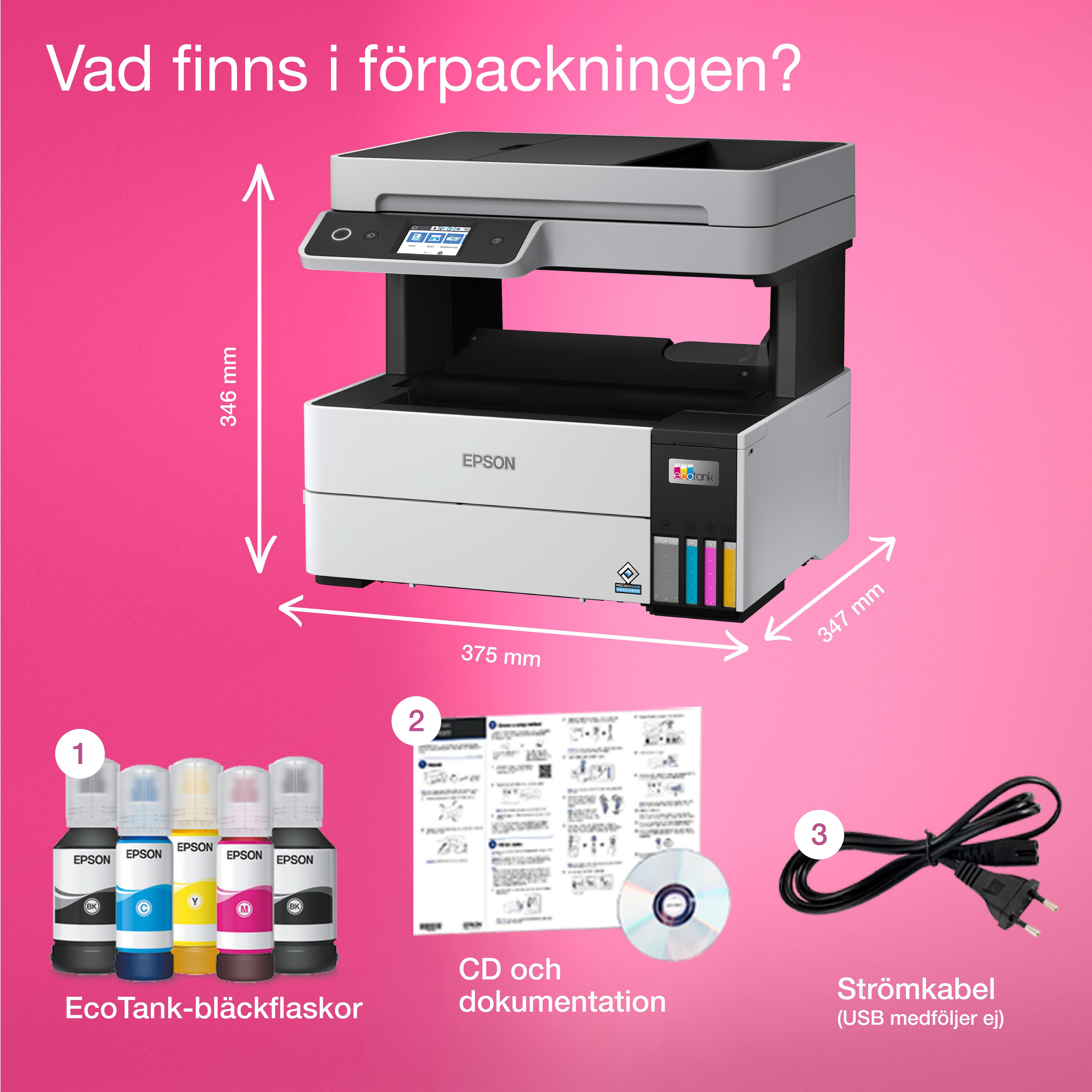 EcoTank ET-5150 A4-multifunktionsskrivare med bläckbehållare och Wi-Fi whats in the box