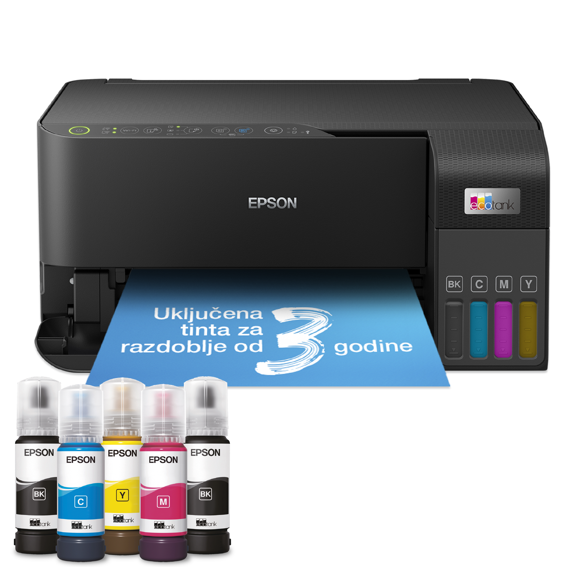 Višenamjenski Wi-Fi pisač EcoTank L3550 za format A4, sa spremnikom za tintu, uključeno do 3 godine tinte