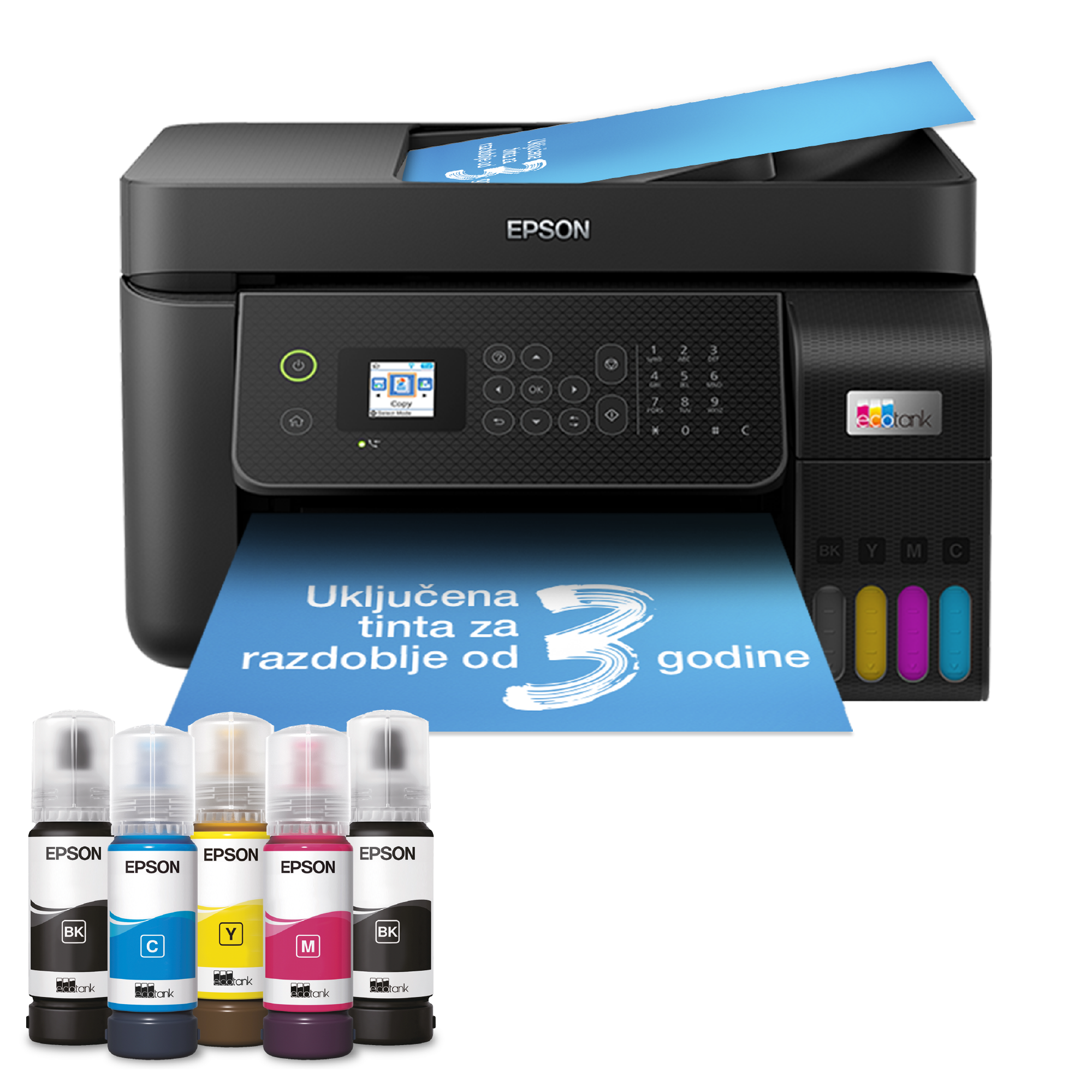 Višenamjenski Wi-Fi pisač EcoTank L5290 za format A4, sa spremnikom za tintu, uključeno do 3 godine tinte