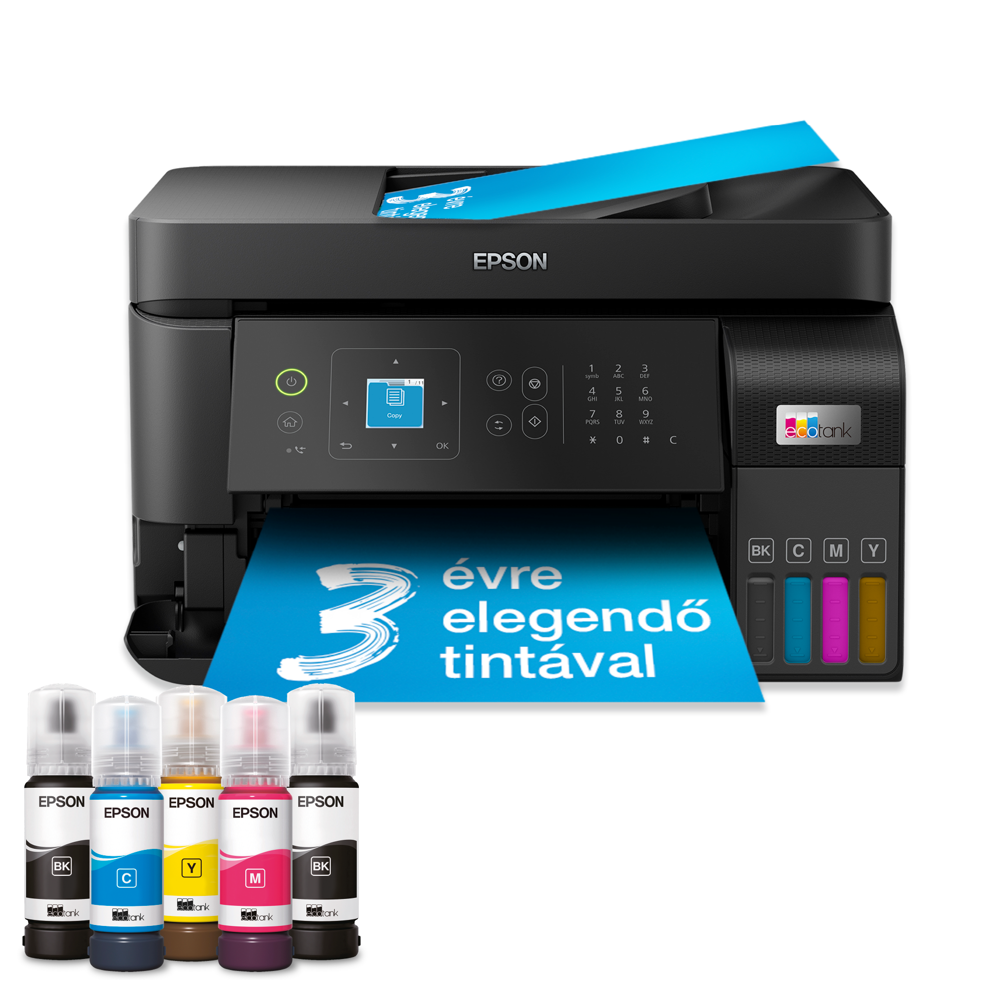 EcoTank L5590 többfunkciós, Wi-Fi-s, tintatartályos, A4-es nyomtató, akár 3 évre elegendő tintával