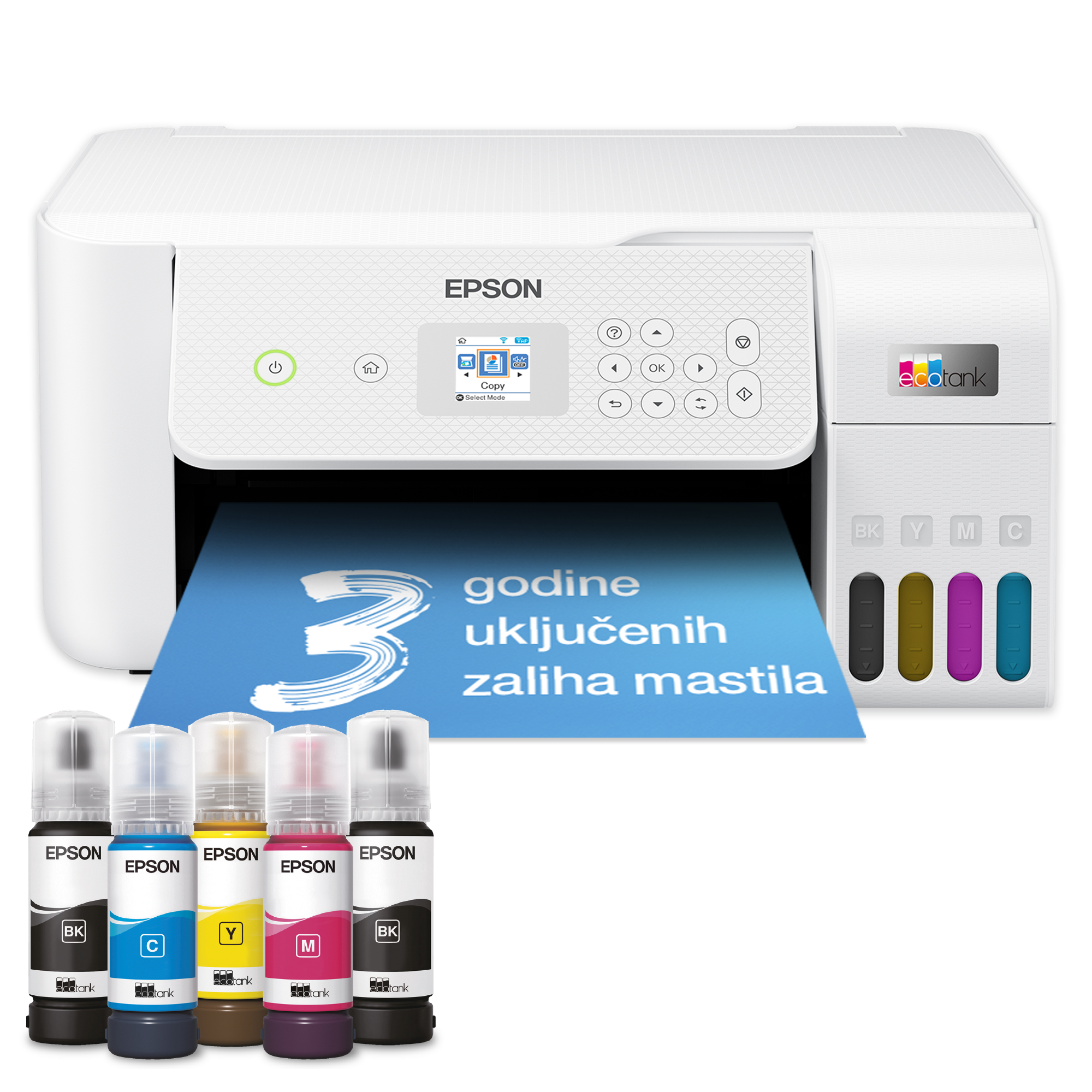 Multifunkcionalni A4 štampač EcoTank L3266 sa rezervoarom za mastilo, Wi-Fi vezom i mastilom dovoljnim za do 3 godine rada