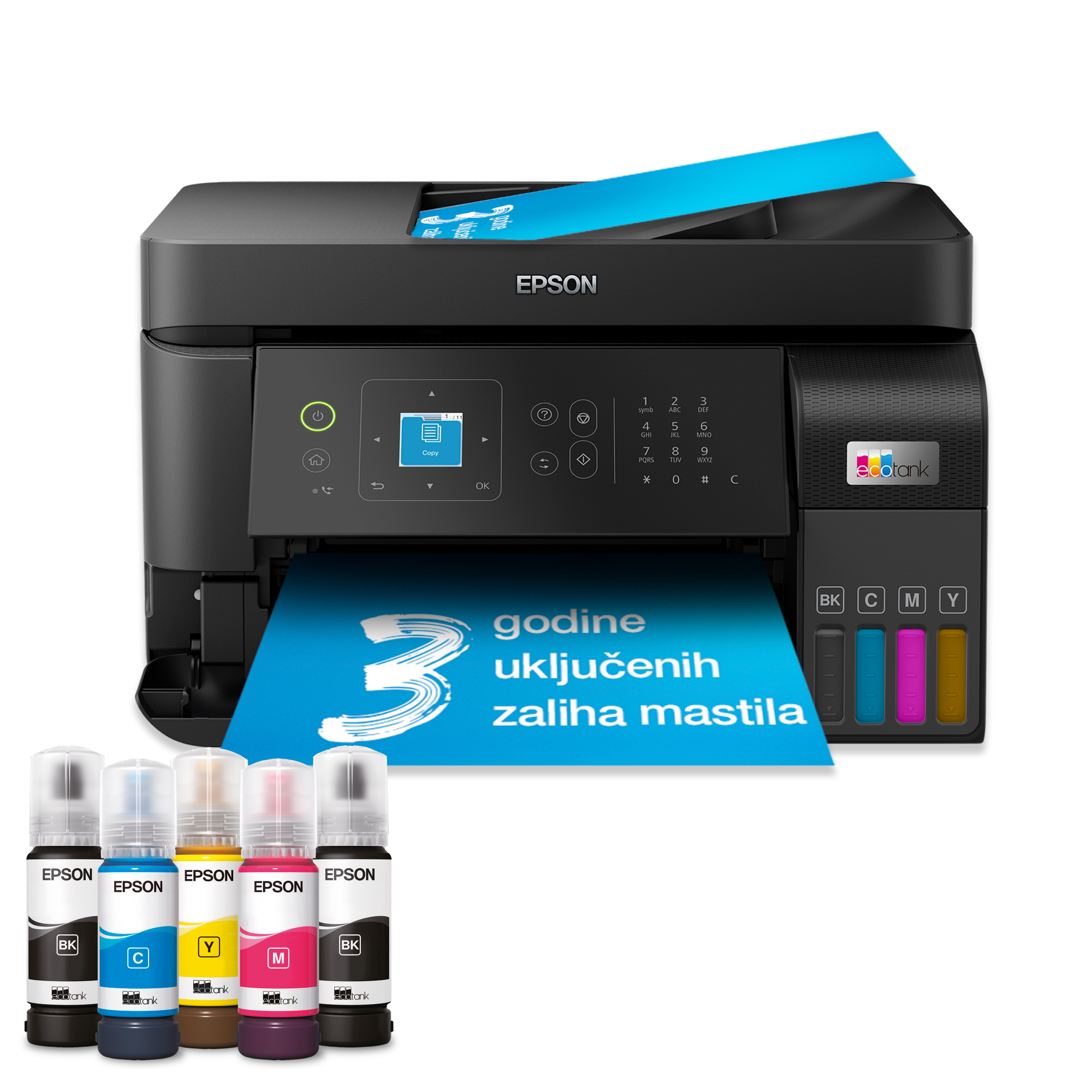 Multifunkcionalni A4 štampač EcoTank L5590 sa rezervoarom za mastilo, Wi-Fi vezom i mastilom dovoljnim za do 3 godine rada
