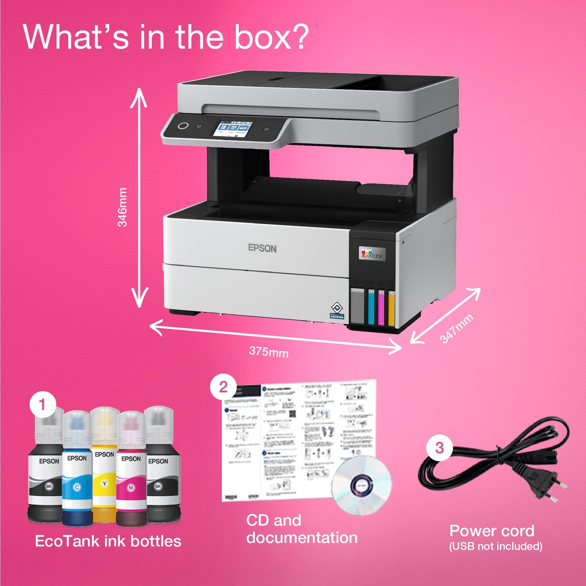 EcoTank L6460 A4 Multifunction Wi-Fi Ink Tank Printer whats in the box