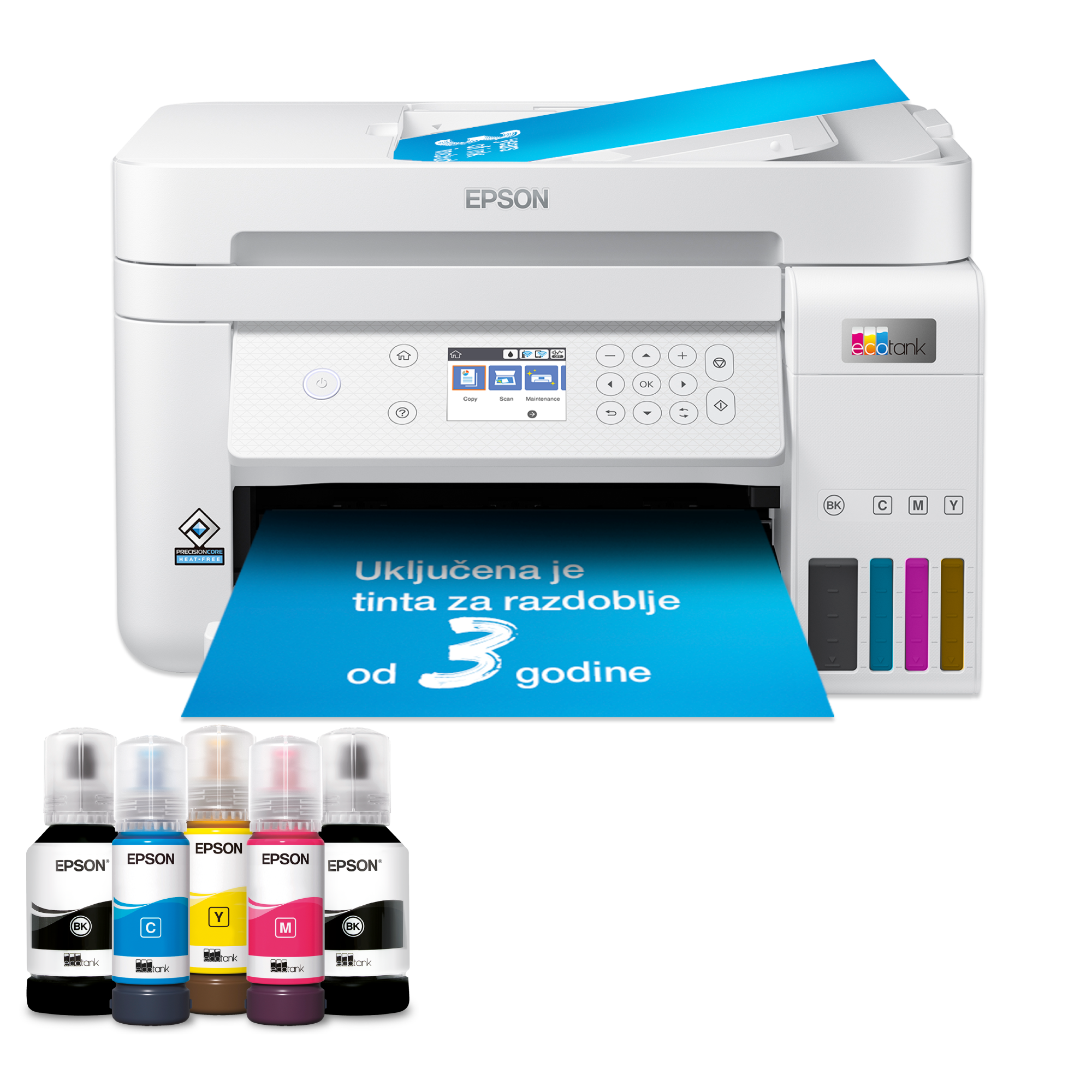 Višenamjenski pisač EcoTank L6276 za format A4 s Wi-Fi vezom i spremnikom za tintu i uključenom tintom za do tri godine