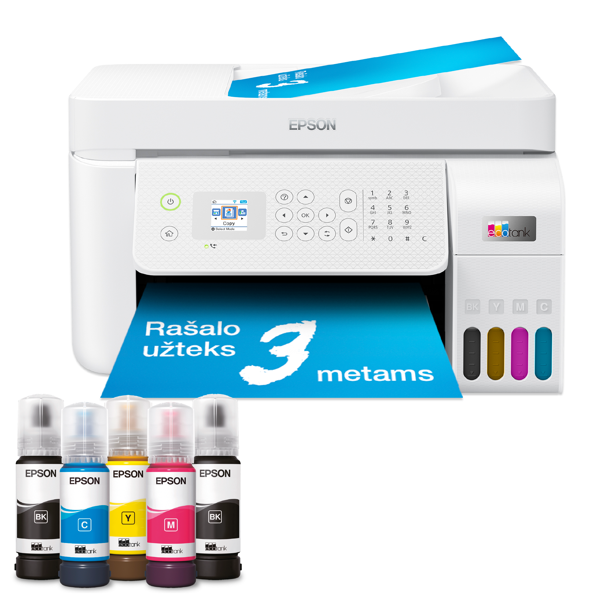 „EcoTank L5296“ daugiafunkcis A4 spausdintuvas su „Wi-Fi“ ir rašalo talpykla, kurioje rašalo yra tiek, kad pakaks iki 3 metų