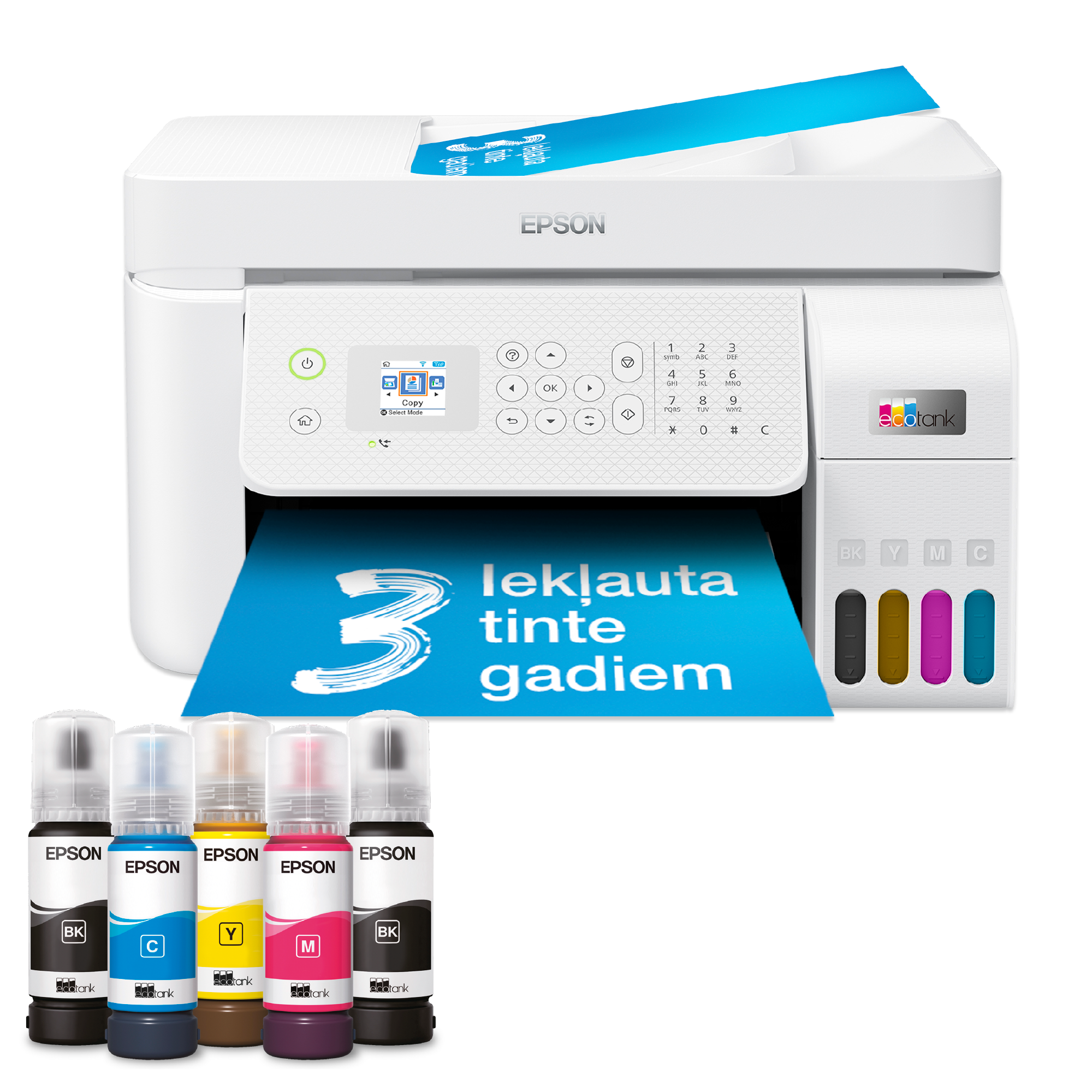 EcoTank L5296 daudzfunkciju Wi-Fi A4 tintes tvertnes printeris ar komplektācijā iekļautu tinti līdz pat 3 gadiem