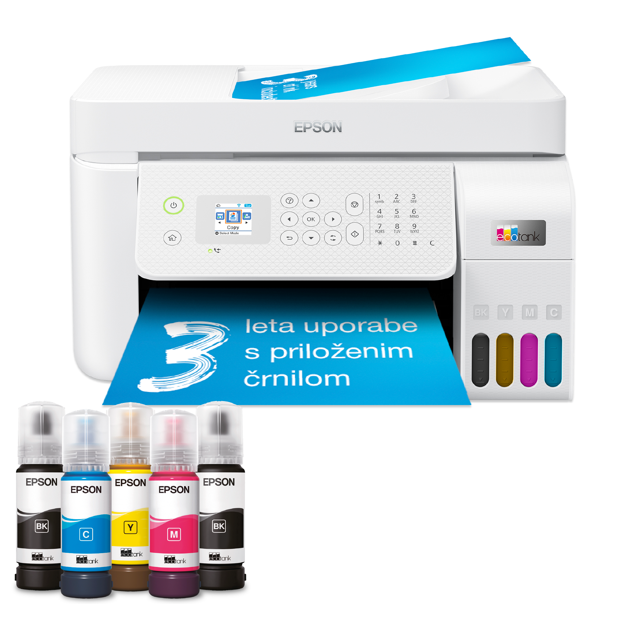 Večnamenski tiskalnik A4 EcoTank L5296 s povezljivostjo Wi-Fi in sistemom posod s črnilom, z vključenim črnilom za do 3 leta