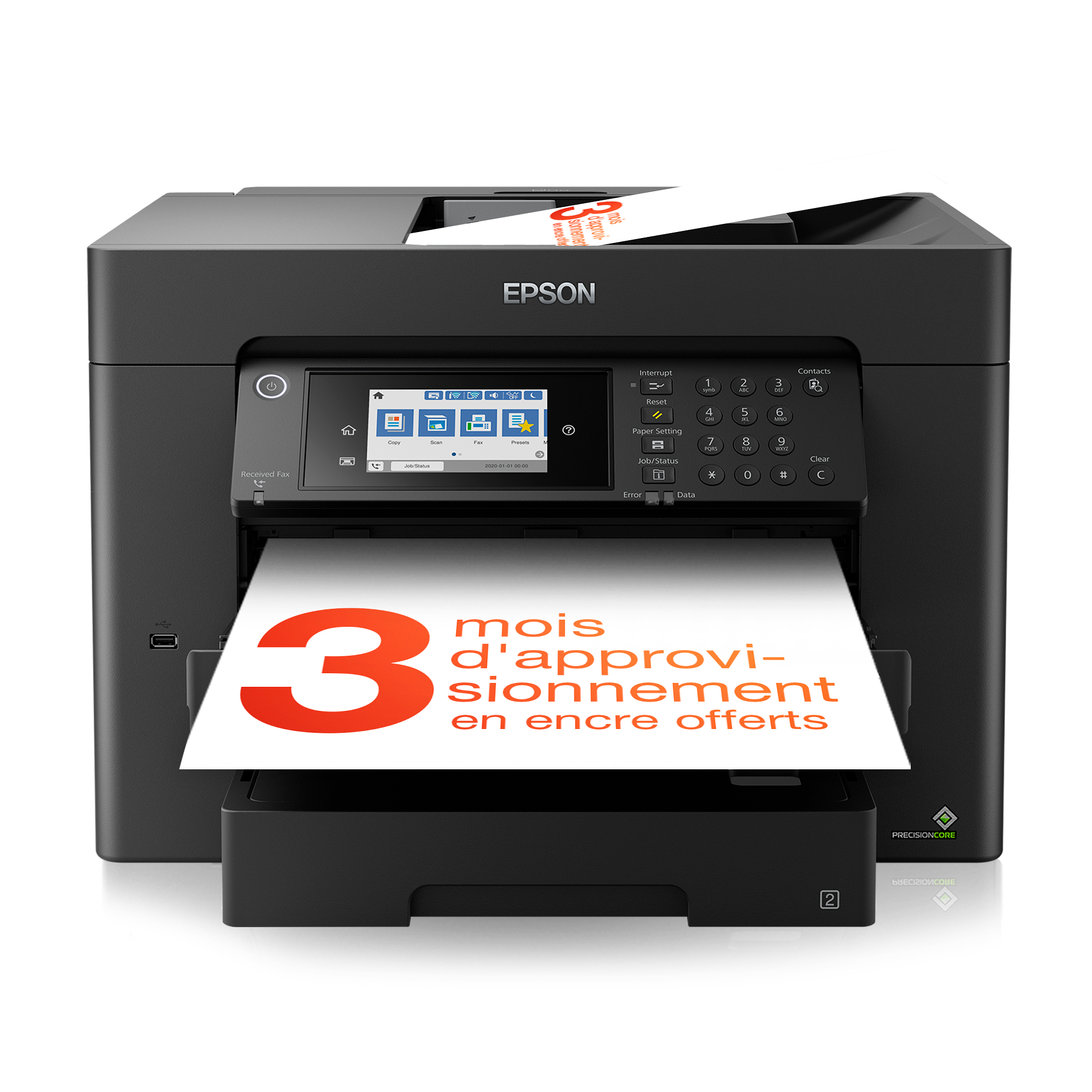 Imprimante multifonction Jet d’Encre A3+ WorkForce WF-7840DTWF et 3 mois d’approvisionnement en encre offerts avec l’abonnement ReadyPrint*