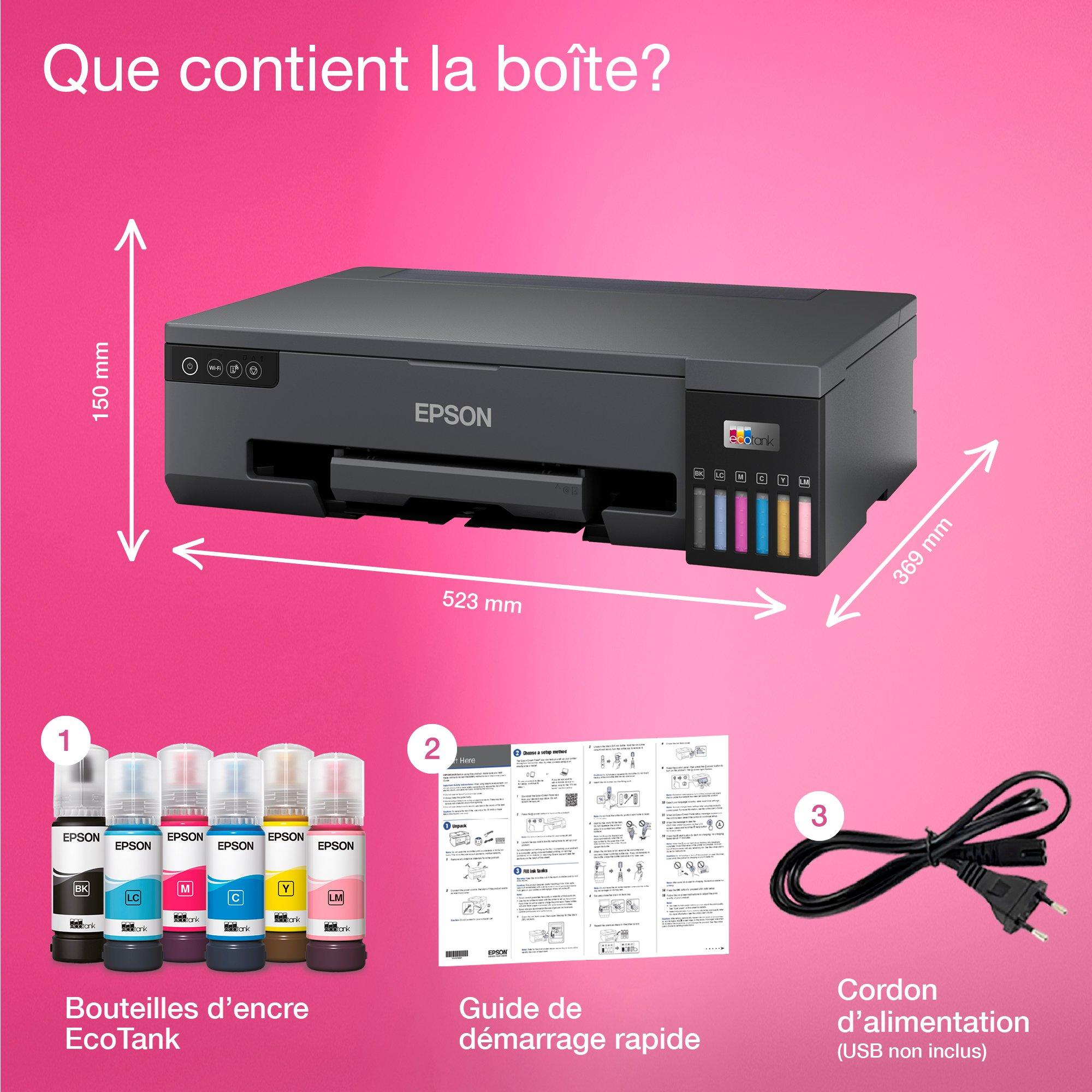 Imprimante photo A3+ EcoTank ET-18100 avec réservoirs d’encre et Wi-Fi whats in the box