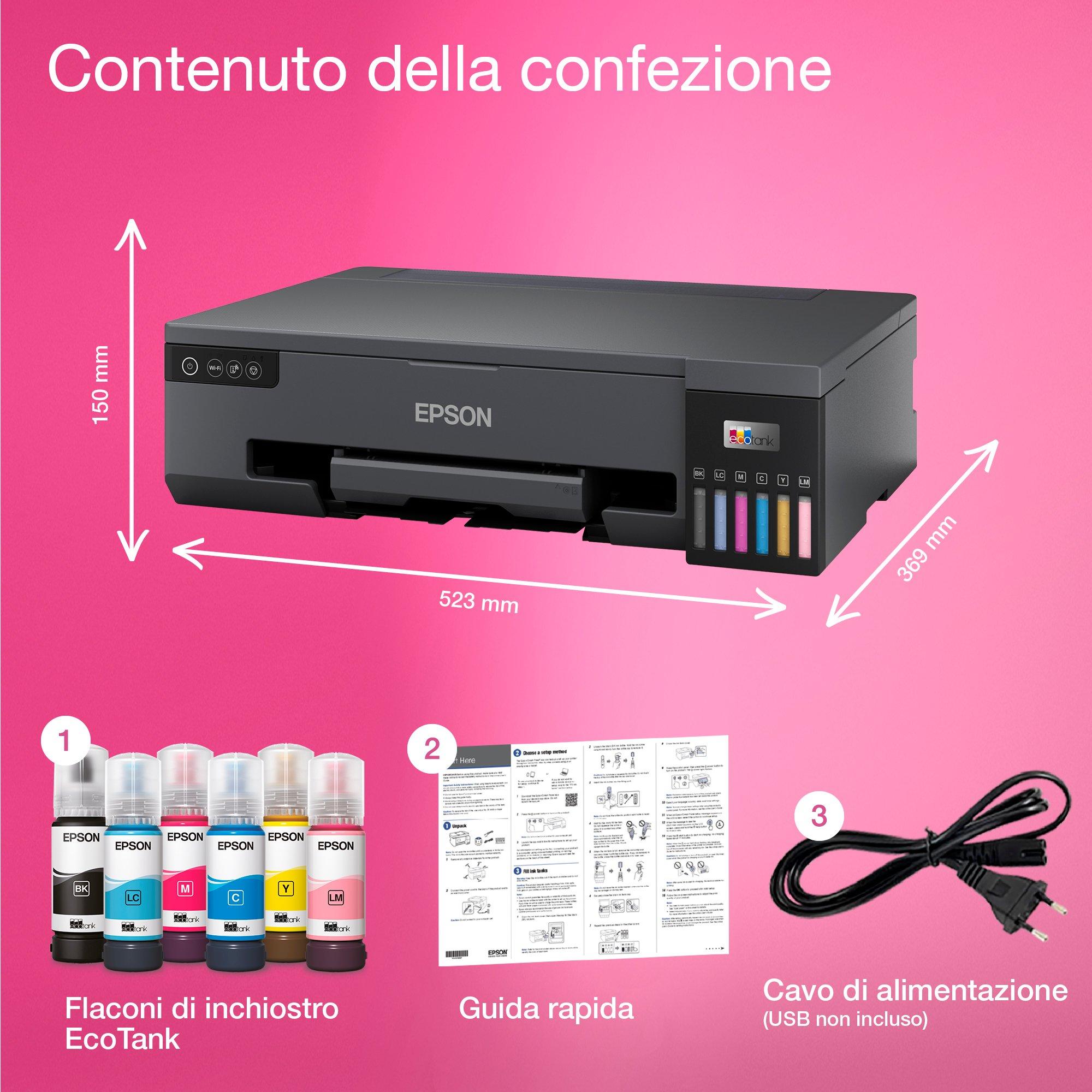 Stampante fotografica con serbatoi di inchiostro Wi-Fi A3+ EcoTank ET-18100 whats in the box