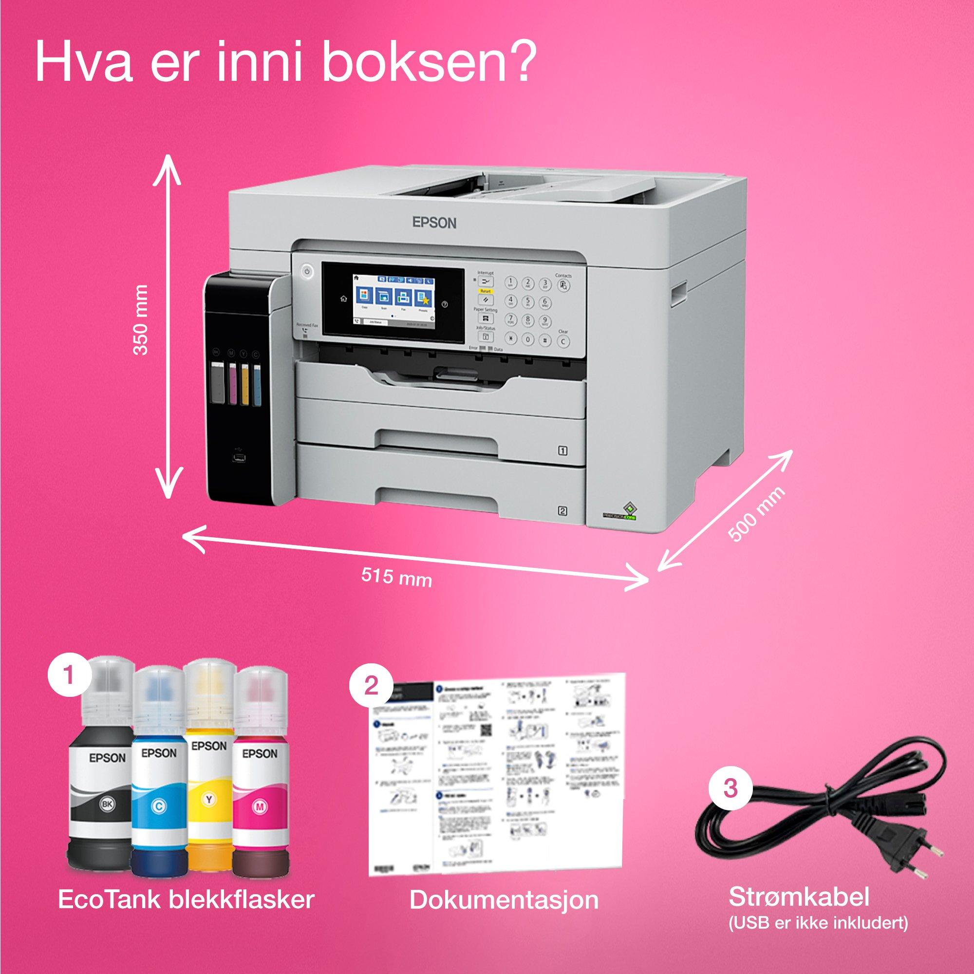 EcoTank ET-16680 A3 flerfunksjons-Wi-Fi-blekktankskriver med skanning, kopiering og faks whats in the box