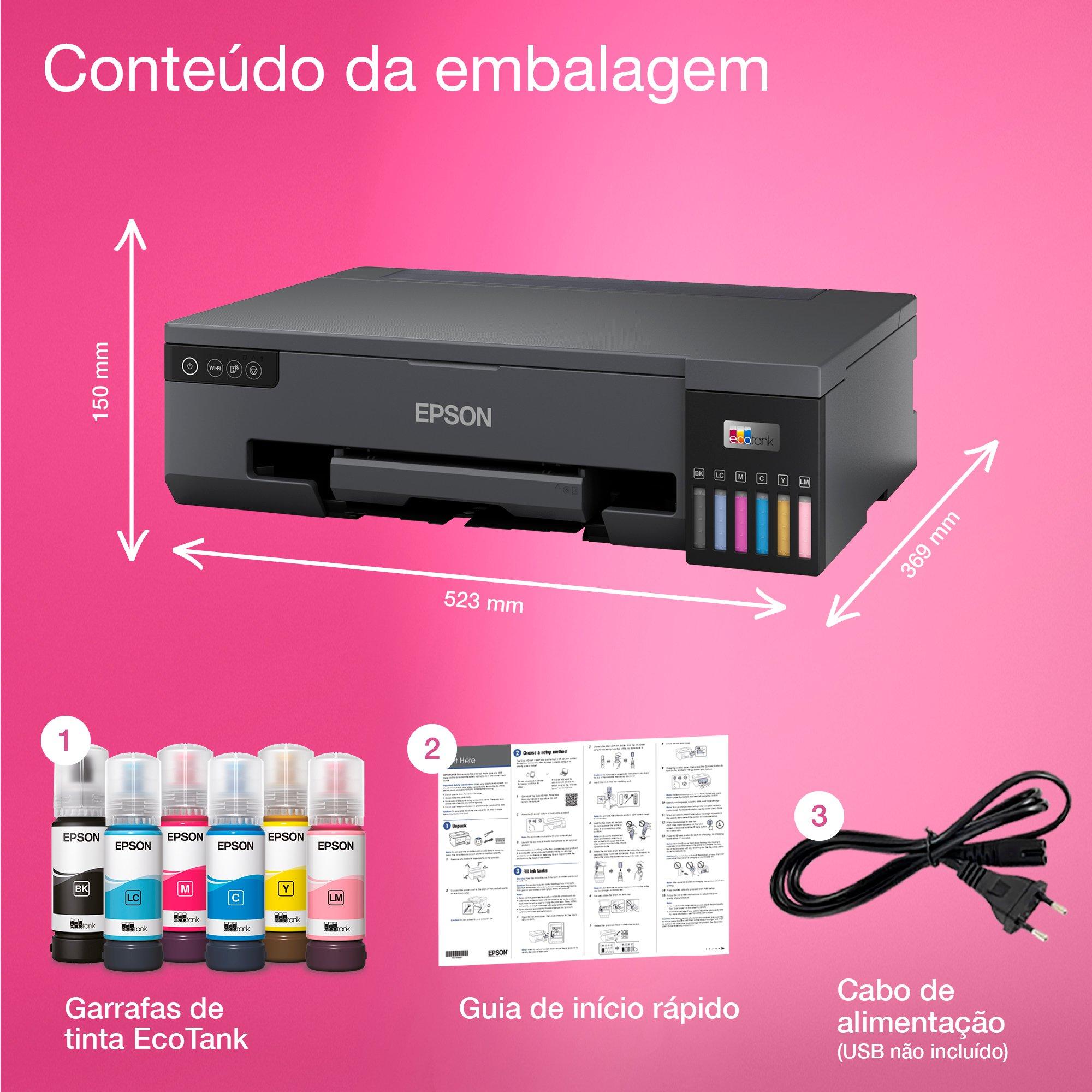 Impressora fotográfica com tanque de tinta Wi-Fi EcoTank ET-18100 A3+ whats in the box