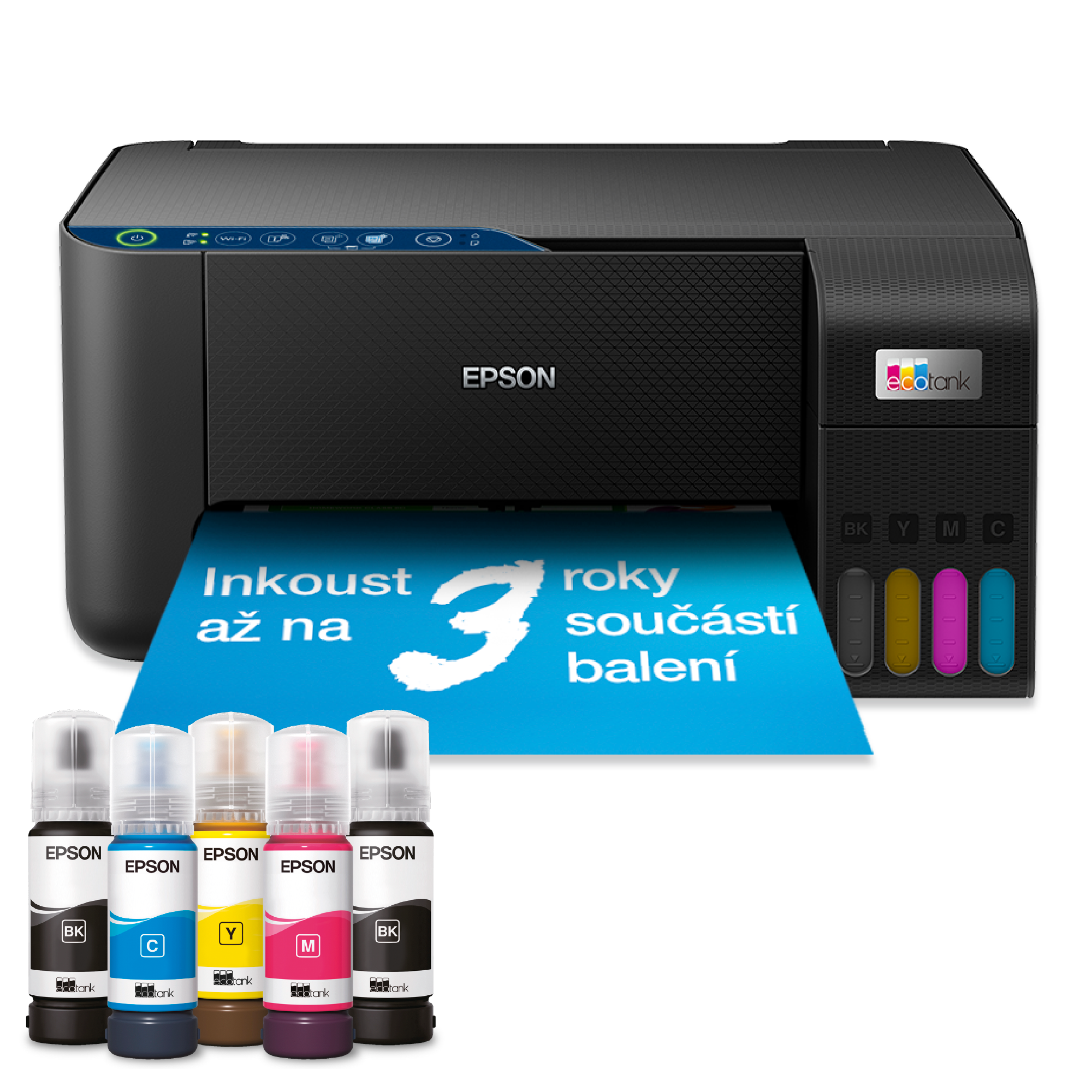Multifunkční tiskárna EcoTank L3271 formátu A4 s inkoustovými nádržkami, připojením přes Wi-Fi a inkoustem až na 3 roky