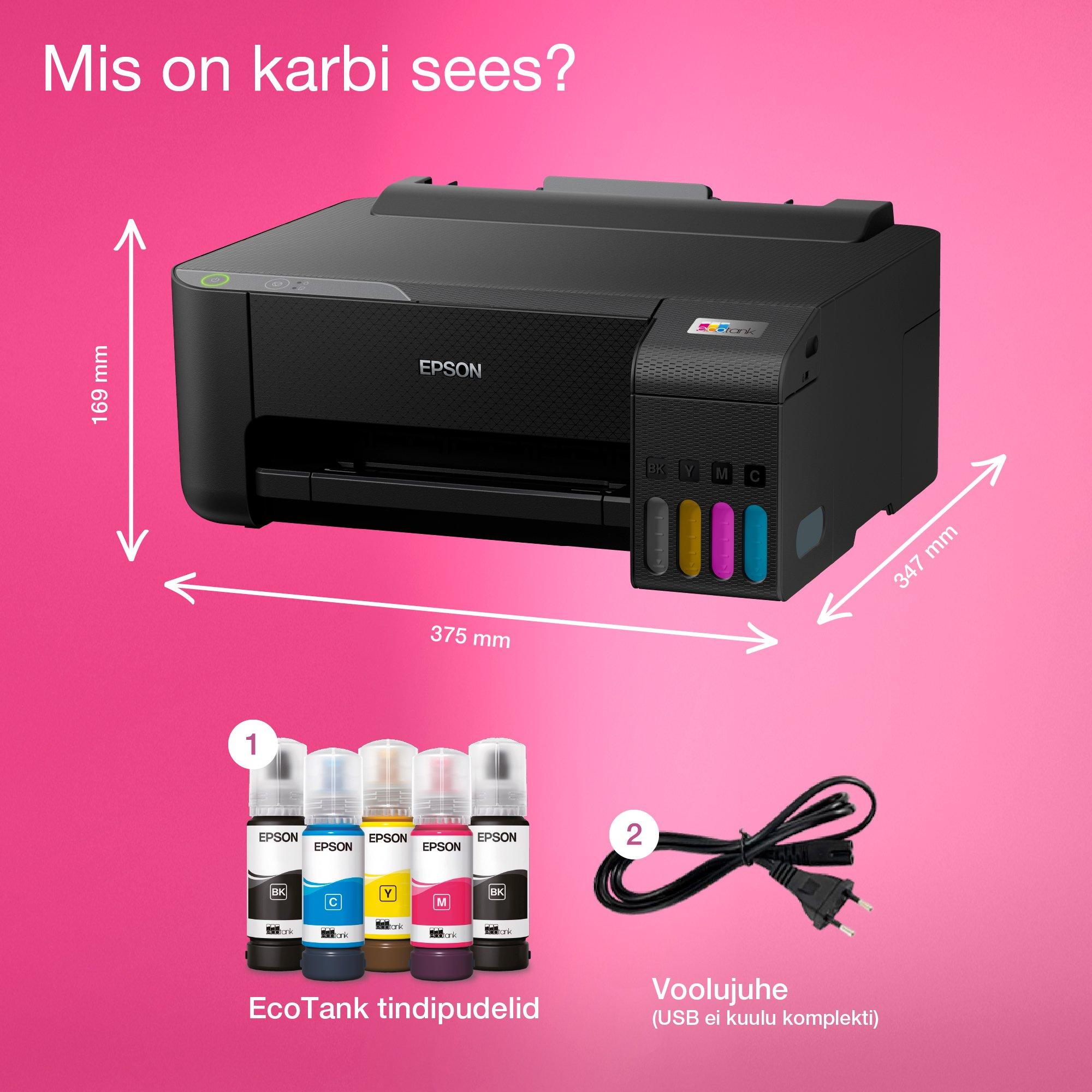 EcoTank L1230 tindimahutiga printer, kuni 3-aastase tindivaruga whats in the box