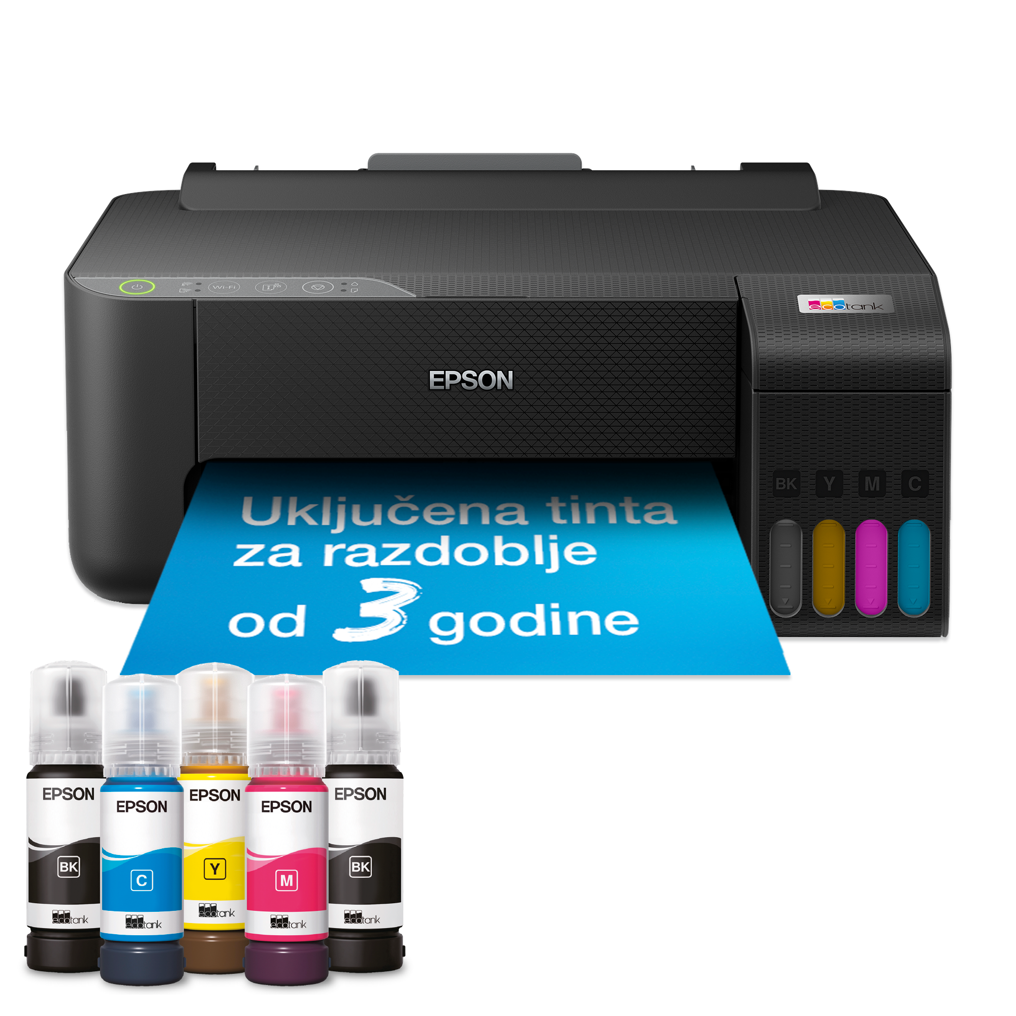 Wi-Fi pisač EcoTank L1270 za format A4, sa spremnikom za tintu i uključenim zalihama za do 3 godine tinte