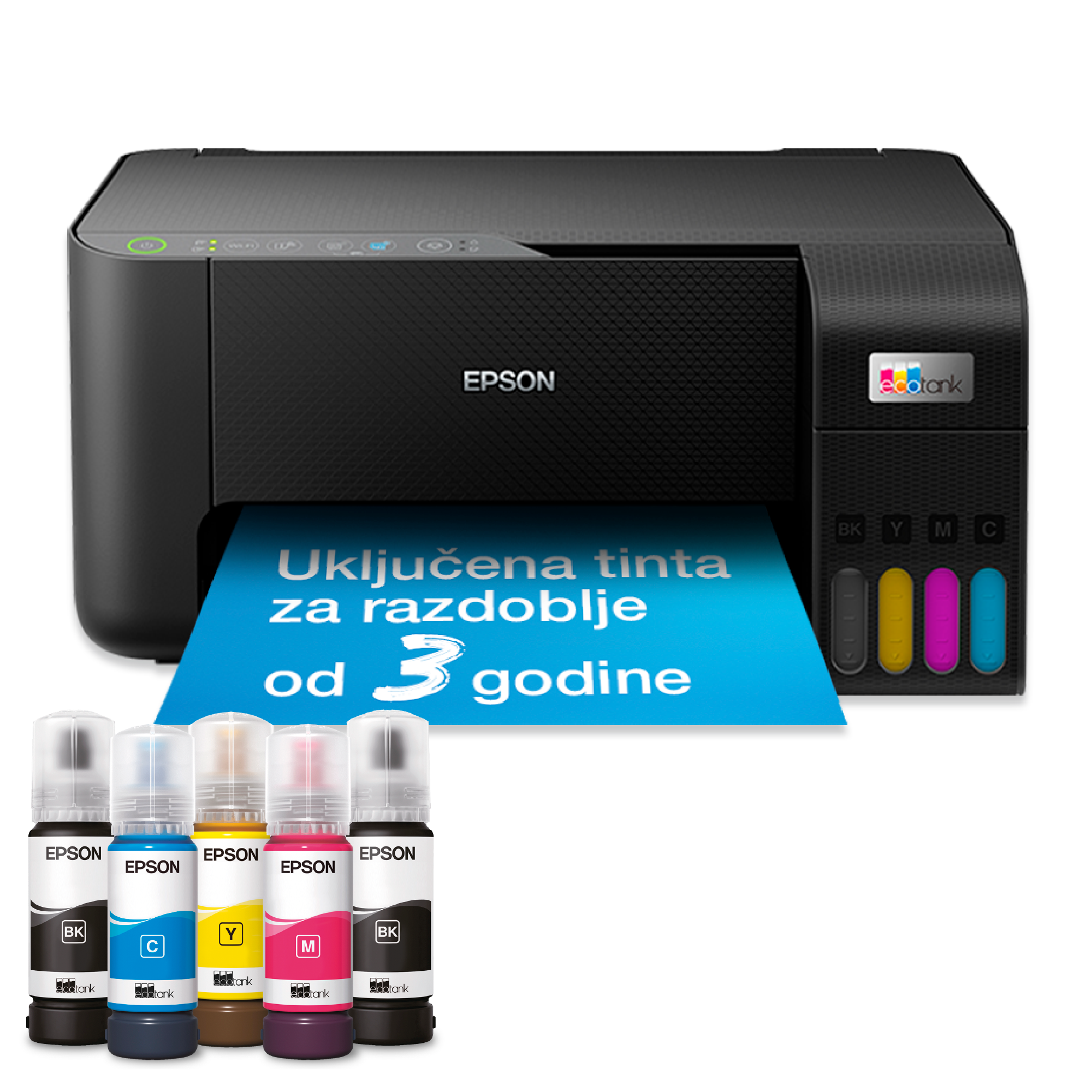 Višenamjenski pisač EcoTank L3270 za format A4 s Wi-Fi vezom i spremnikom za tintu te uključenom tintom za do tri godine