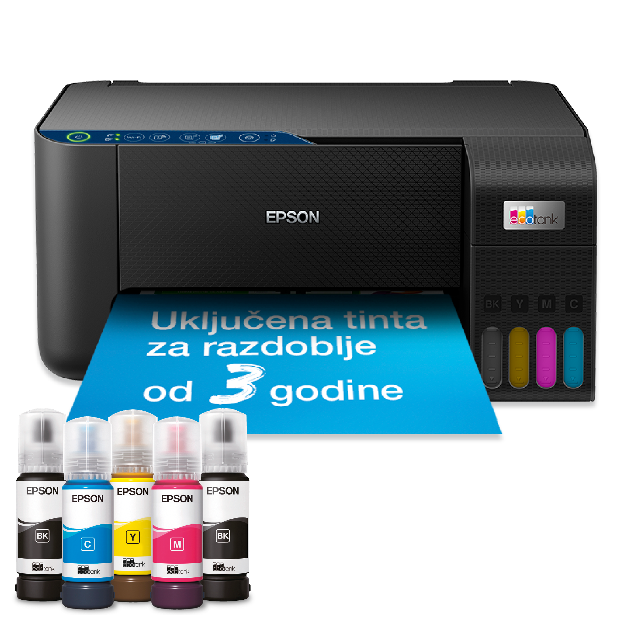 Višenamjenski pisač EcoTank L3271 za format A4 s Wi-Fi vezom i spremnikom za tintu te uključenom tintom za do tri godine