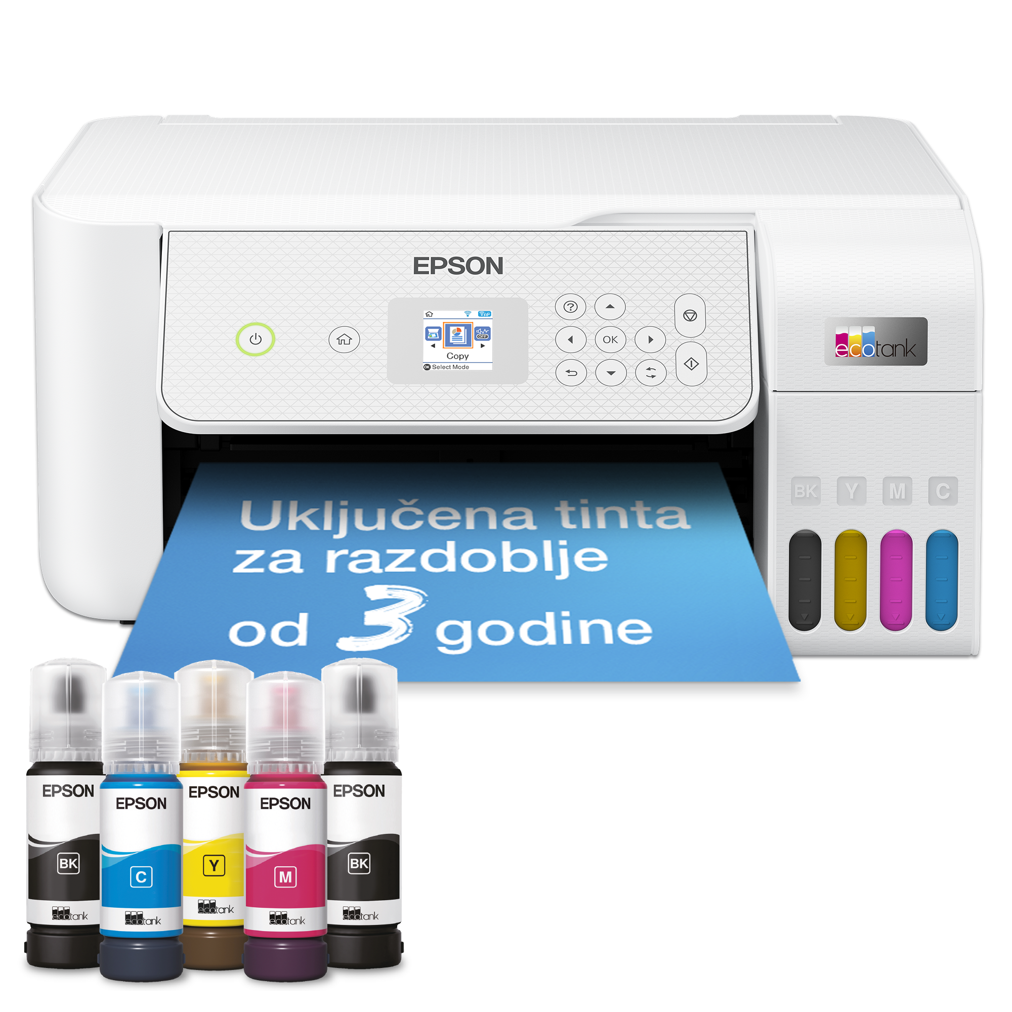 Višenamjenski pisač EcoTank L3286 za format A4 s Wi-Fi vezom i spremnikom za tintu te uključenom tintom za do tri godine