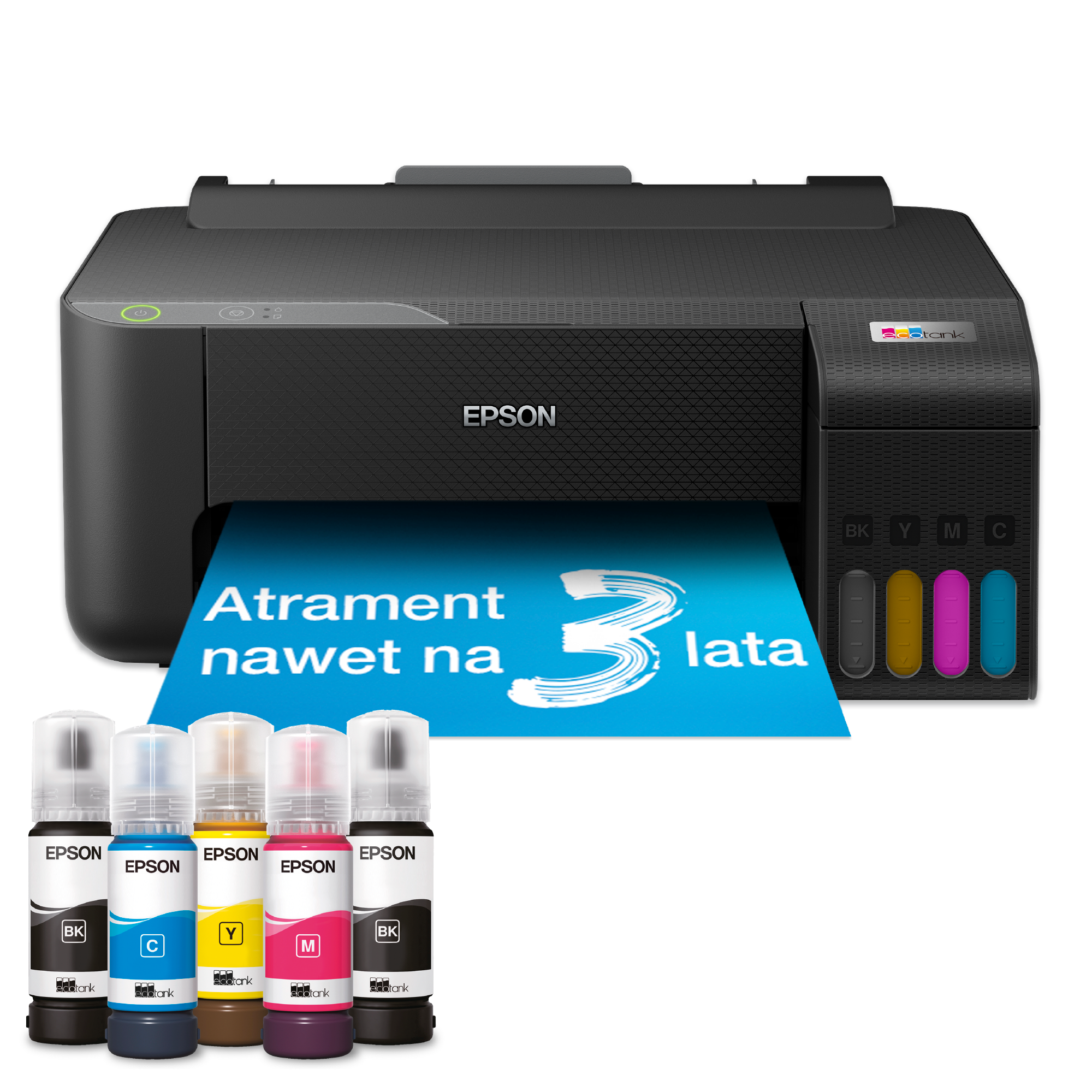 Drukarka EcoTank L1230 ze stałym zasilaniem w atrament, z zapasem atramentu nawet na 3 lata w zestawie