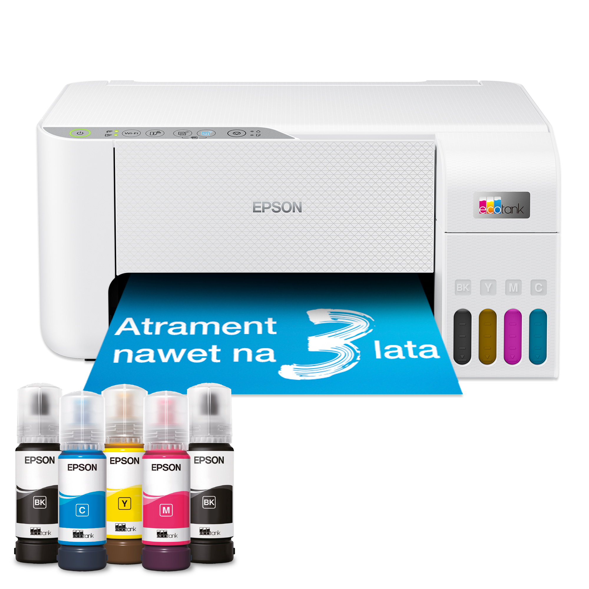 Wielofunkcyjna drukarka A4 EcoTank L3276 z łącznością Wi-Fi i stałym zasilaniem w atrament i z zapasem atramentu nawet na 3 la