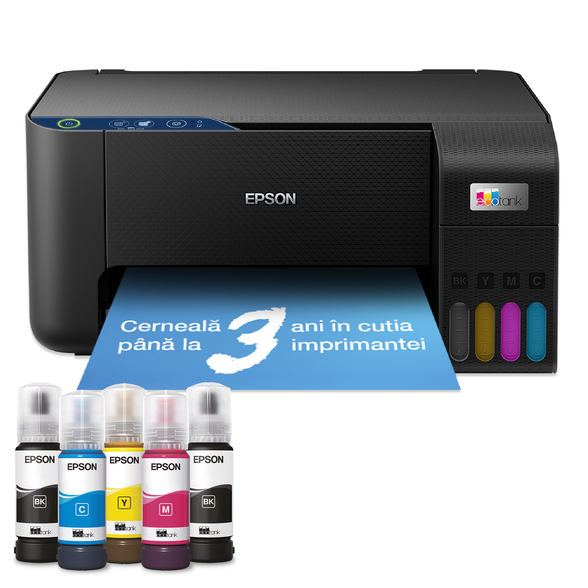 Multifuncțional EcoTank L3231 cu rezervor de cerneală și cerneală pentru utilizare timp de până la 3 ani inclusă în cutie
