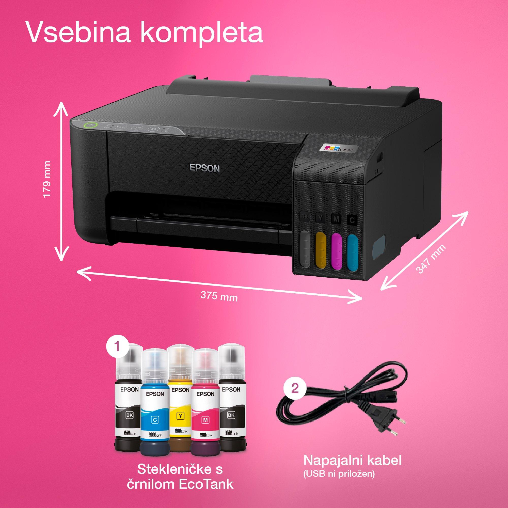 Tiskalnik A4 EcoTank L1270 s povezljivostjo Wi-Fi in sistemom posod s črnilom, z vključenim črnilom za do 3 leta uporabe whats in the box