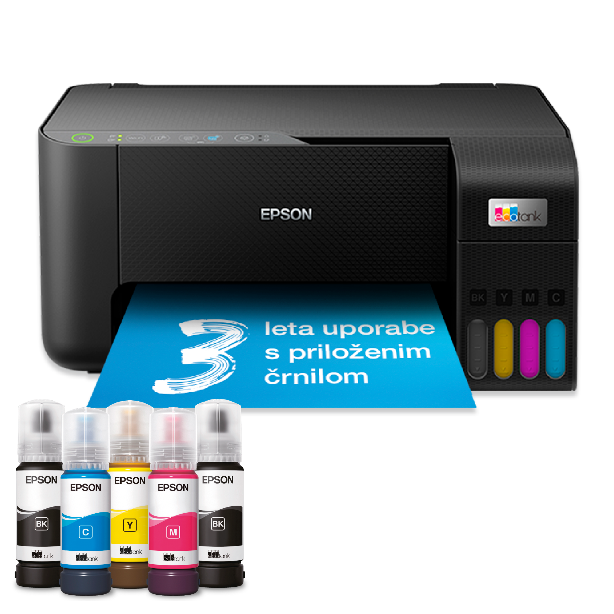 Večnamenski tiskalnik A4 EcoTank L3270 s povezljivostjo Wi-Fi in sistemom posod s črnilom, z vključenim črnilom za do 3 leta uporabe